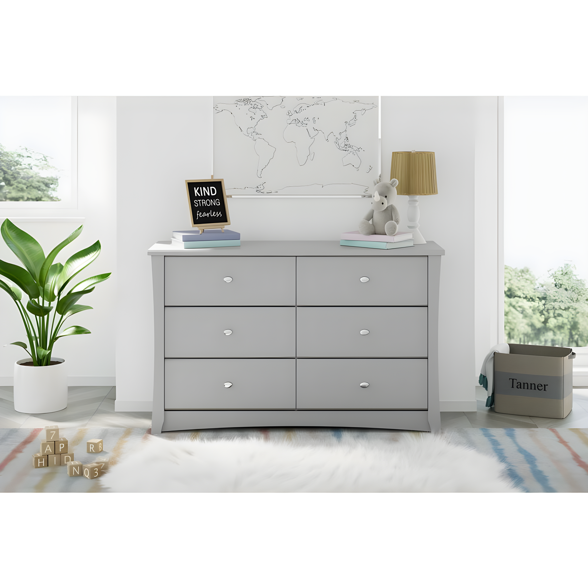 Crescent 6 Drawer Double Dresser