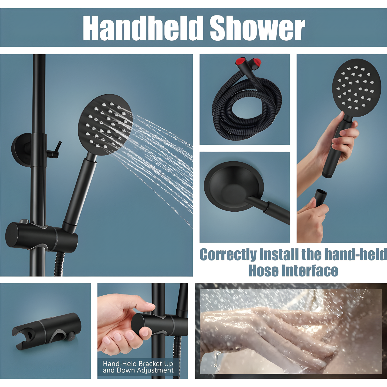 Outdoor Shower Fixture SUS304 Shower Faucet Combo Set Stainless Steel 8 Rainfall Shower Head