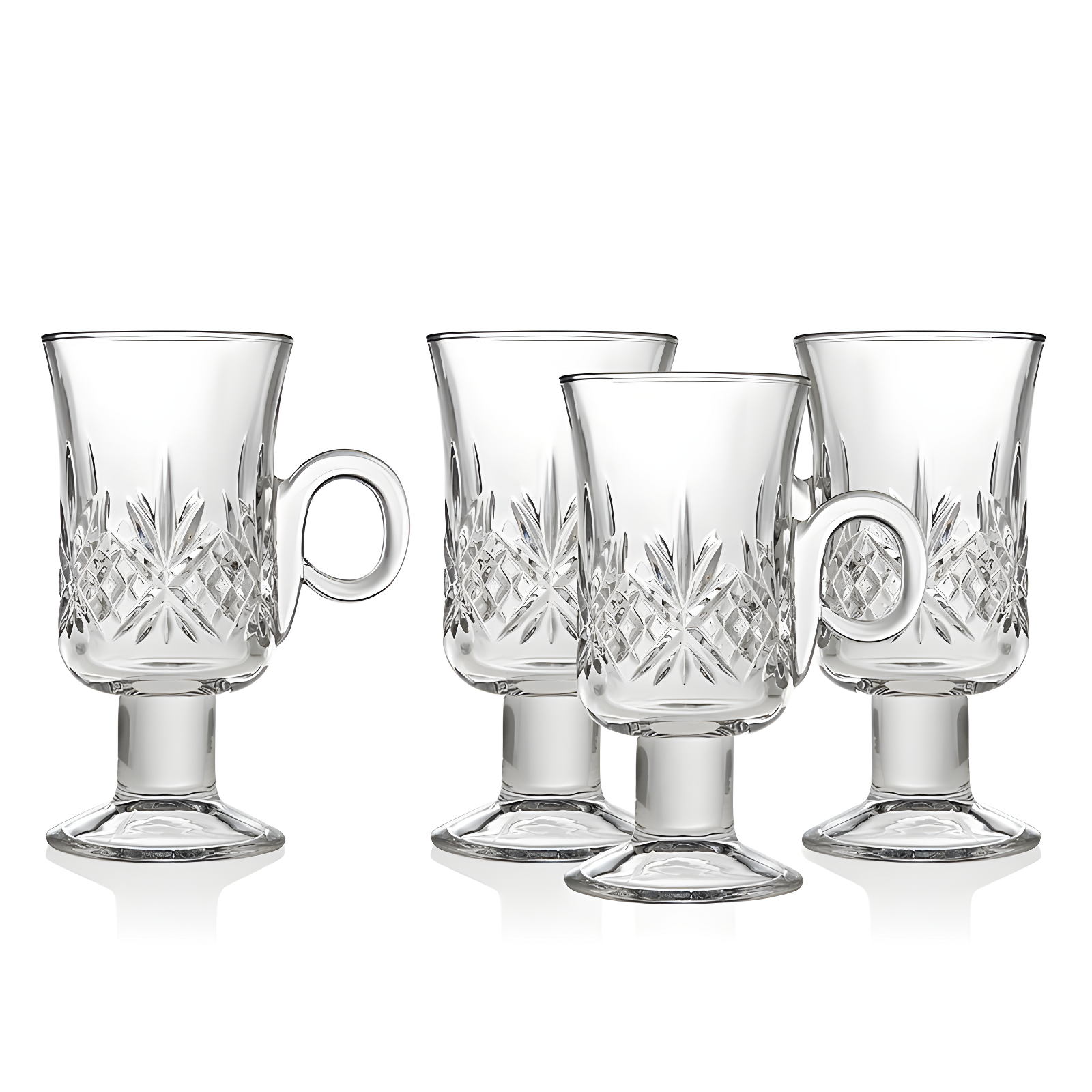 Godinger Silver Art Co Dublin Crystal Footed Irish Coffee Mug 6oz (Set of 4)