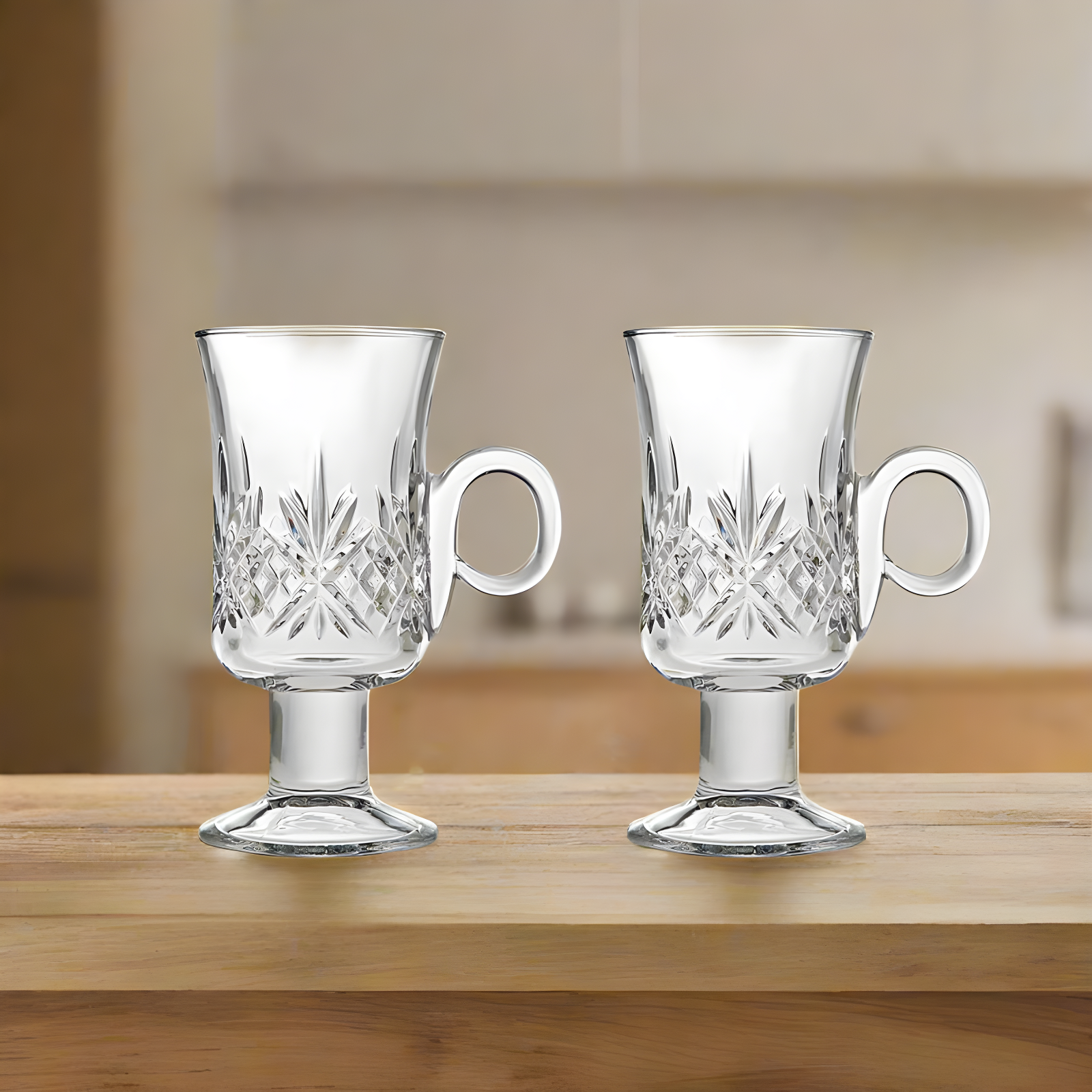 Godinger Silver Art Co Dublin Crystal Footed Irish Coffee Mug 6oz (Set of 4)
