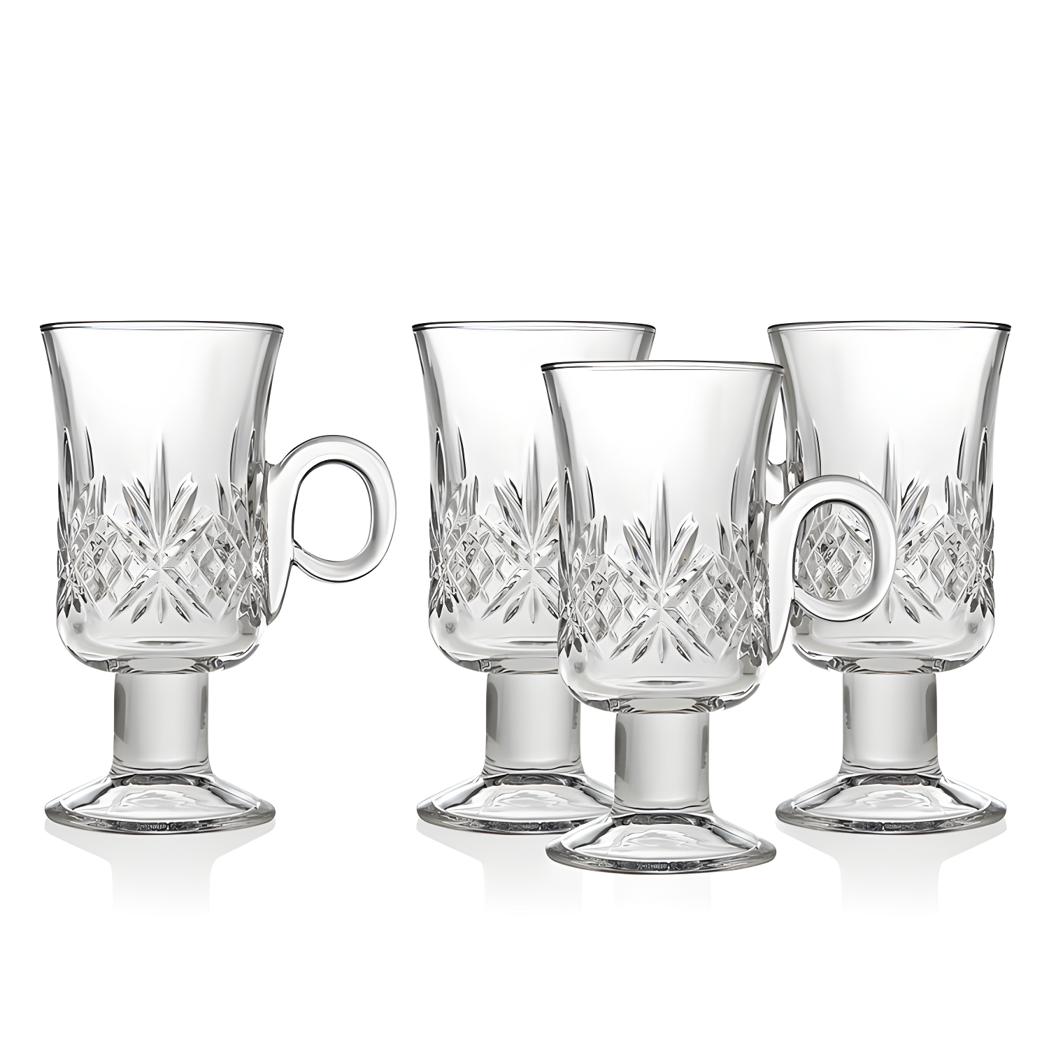 Godinger Silver Art Co Dublin Crystal Footed Irish Coffee Mug 6oz (Set of 4)