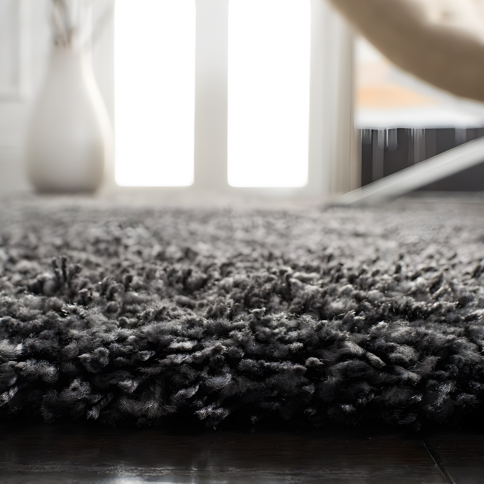 Shag SG151 Power Loomed Indoor Area Rug - Dark Grey - 4'x4' - Safavieh.