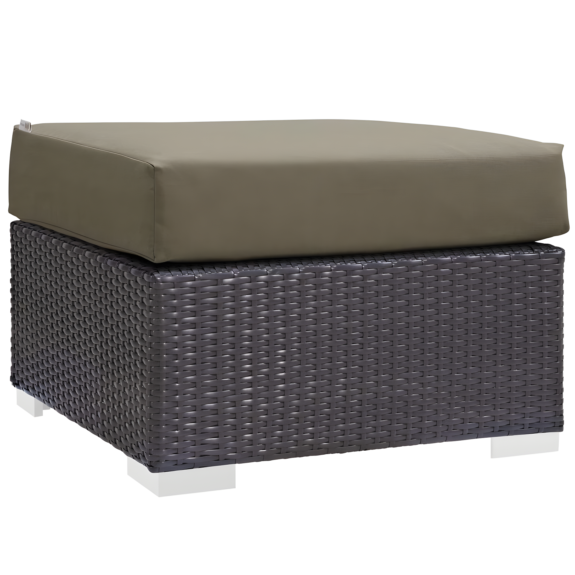 Modway Convene Outdoor Patio Fabric Square Ottoman in Espresso Mocha