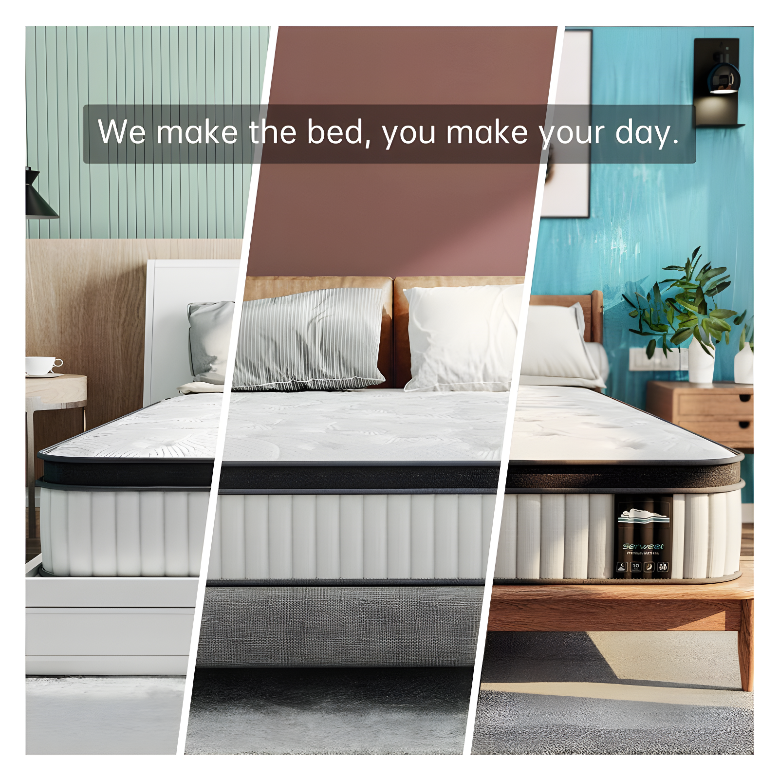 Serweet 10" Spring & Memory Foam Hybrid Mattress Heavier Coils for Durable Support Pressure Relieving,  Queen Size