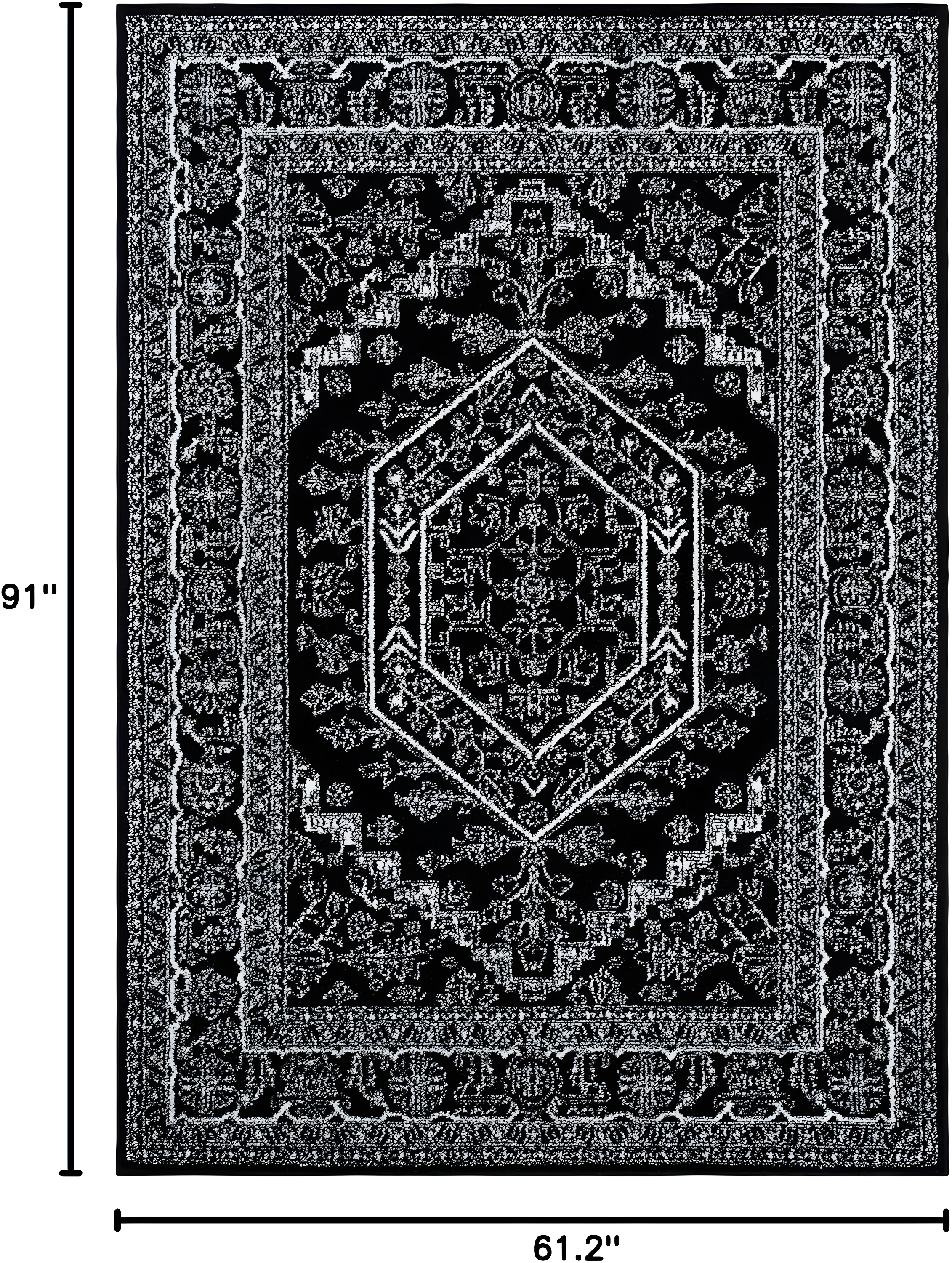 Adirondack ADR108 Power Loomed Area Rug - Black/Ivory - 5'1"x7'6" - Safavieh.