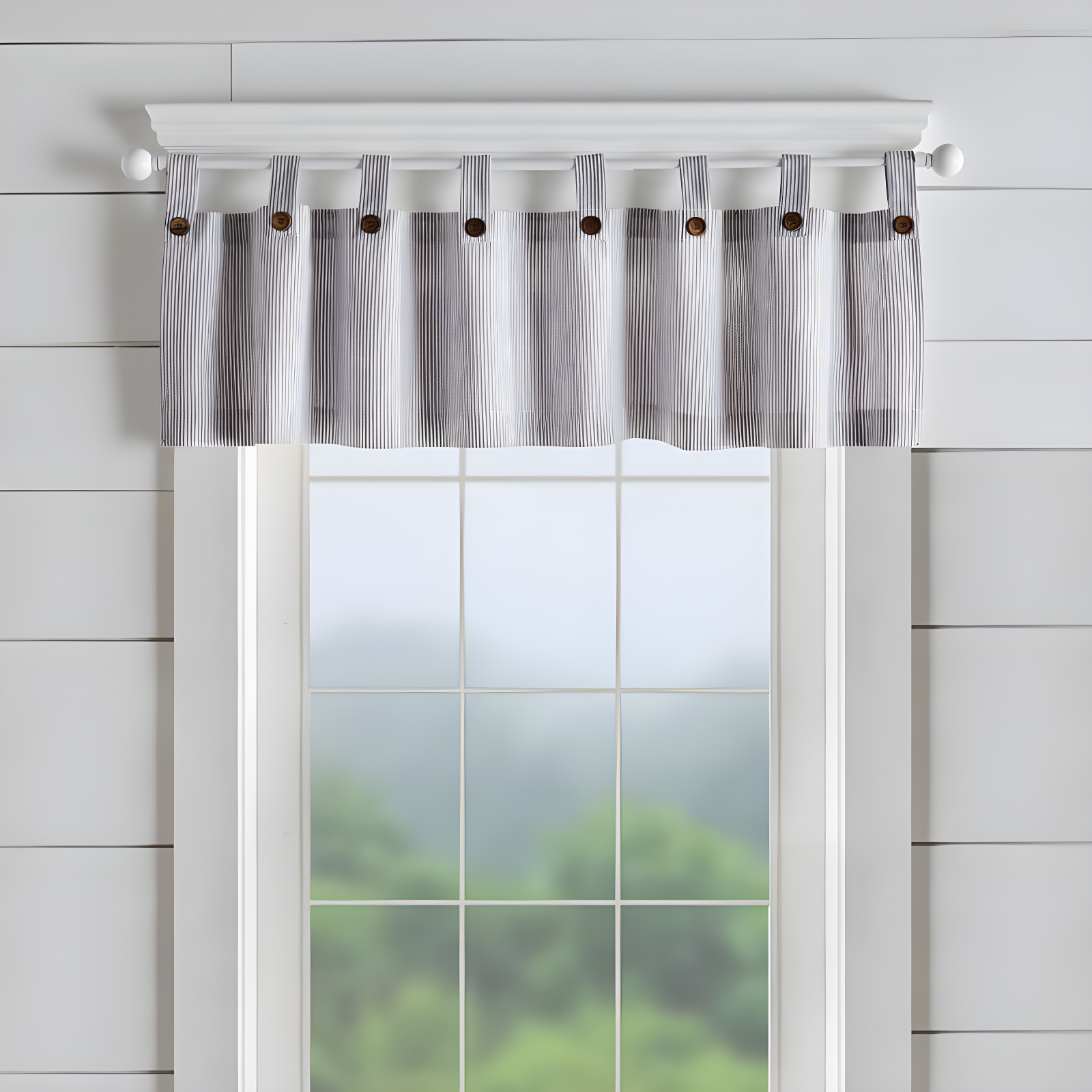 Gracie Oaks Liviana Striped Cotton Tailored 60'' W Window Valance