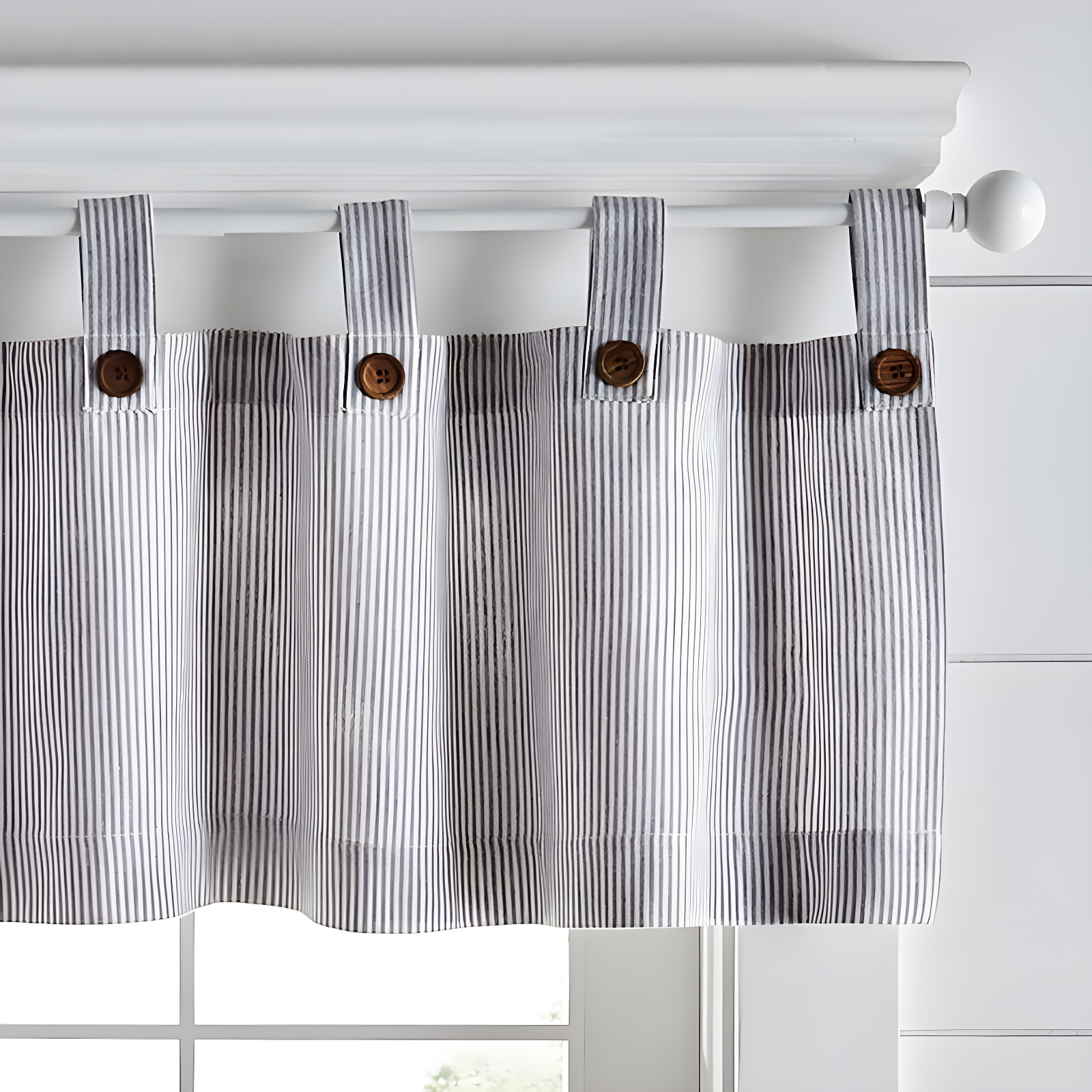 Gracie Oaks Liviana Striped Cotton Tailored 60'' W Window Valance