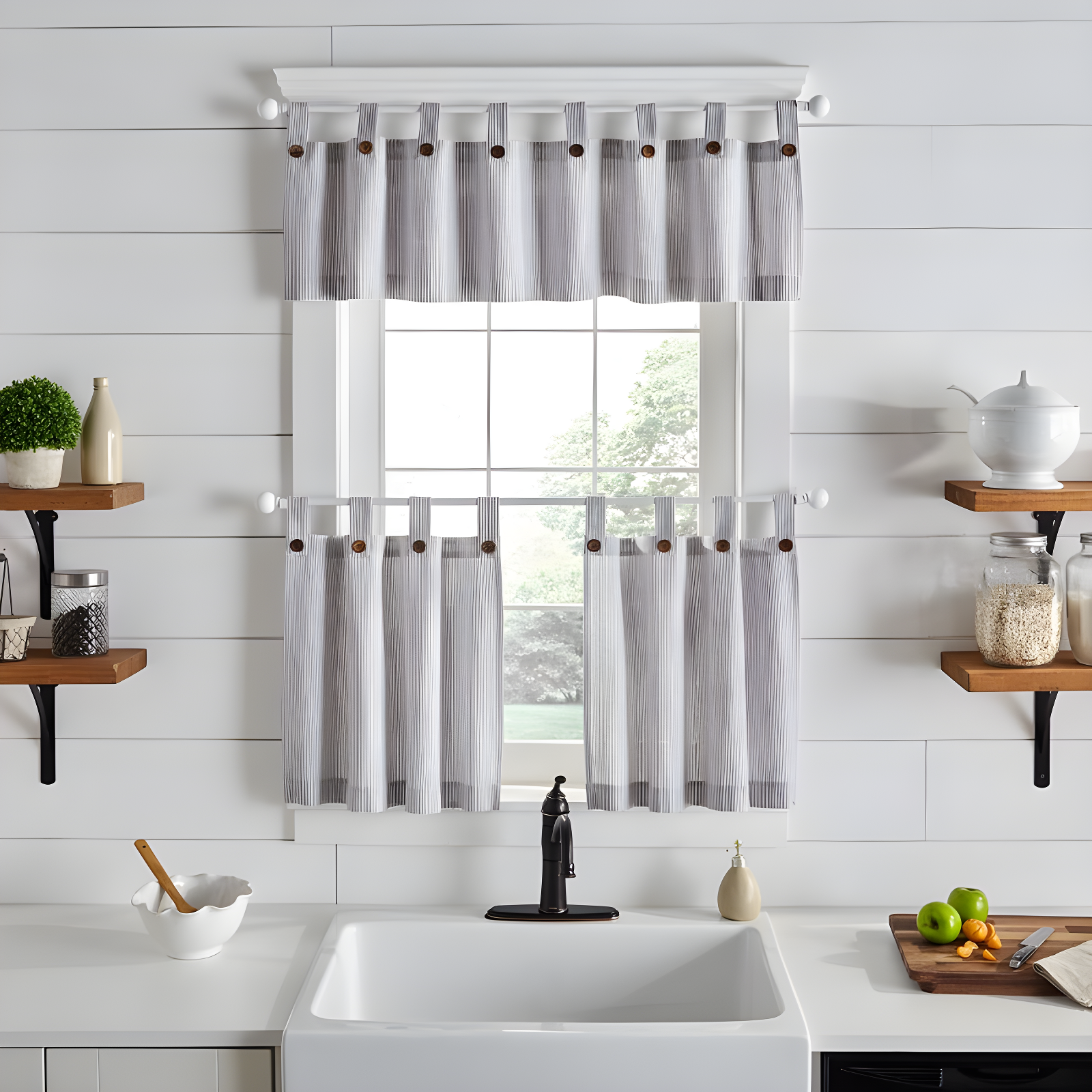 Gracie Oaks Liviana Striped Cotton Tailored 60'' W Window Valance