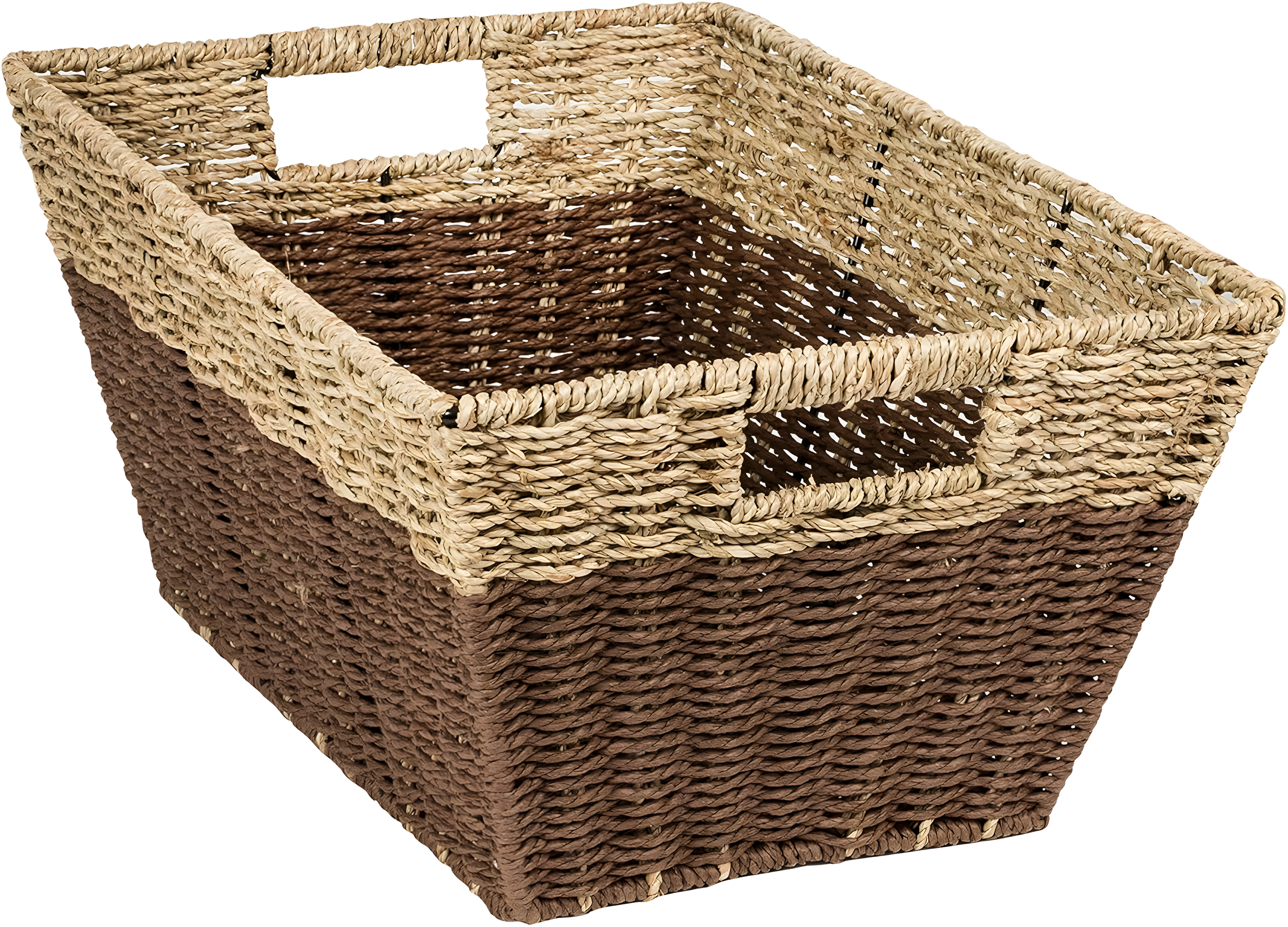 Honey-Can-Do Set of 3 Seagrass Nesting Storage Baskets with Cut-out Handles, Natural/Brown