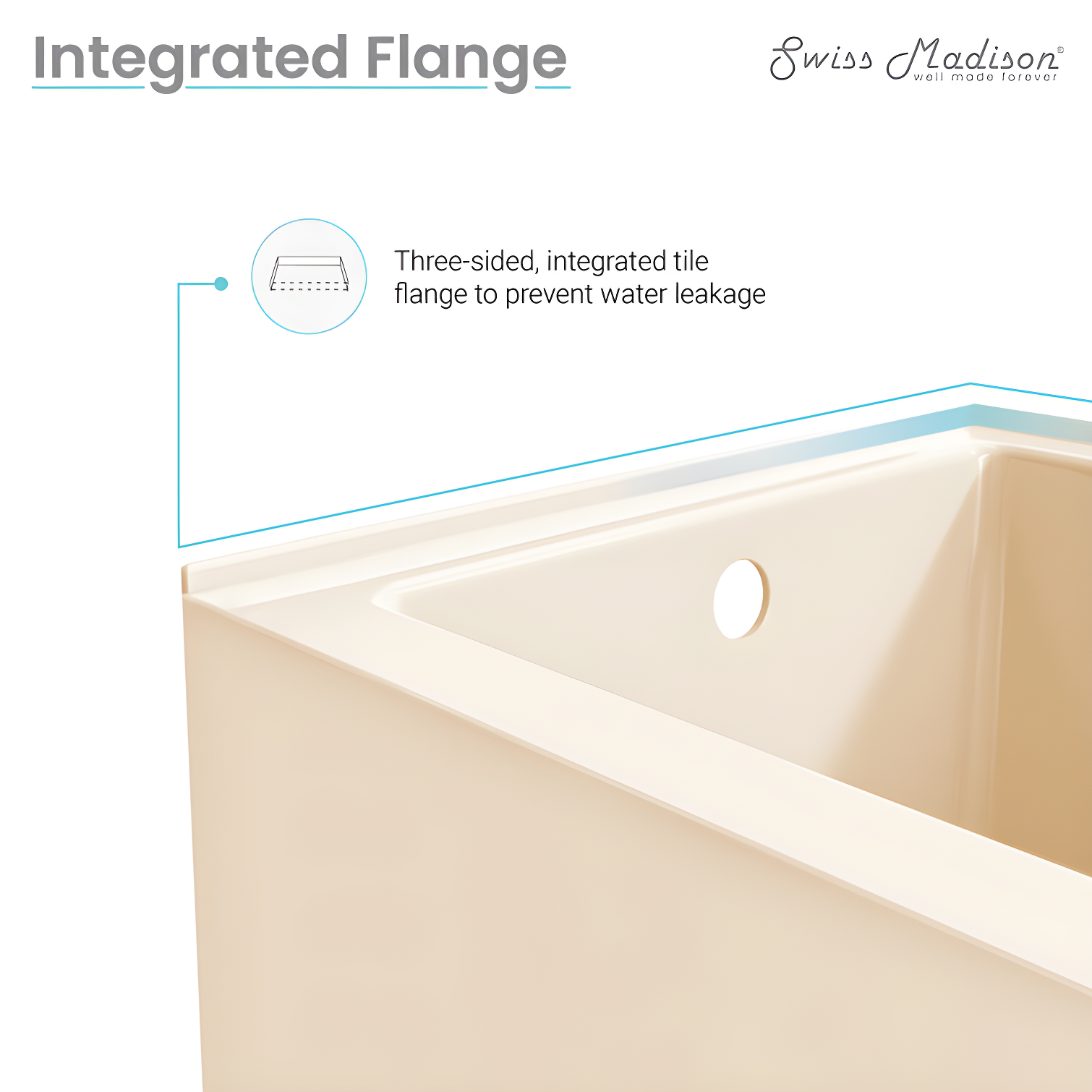 Swiss Madison Voltaire 54" x 30" Alcove Bathtub with Apron SM-AB557