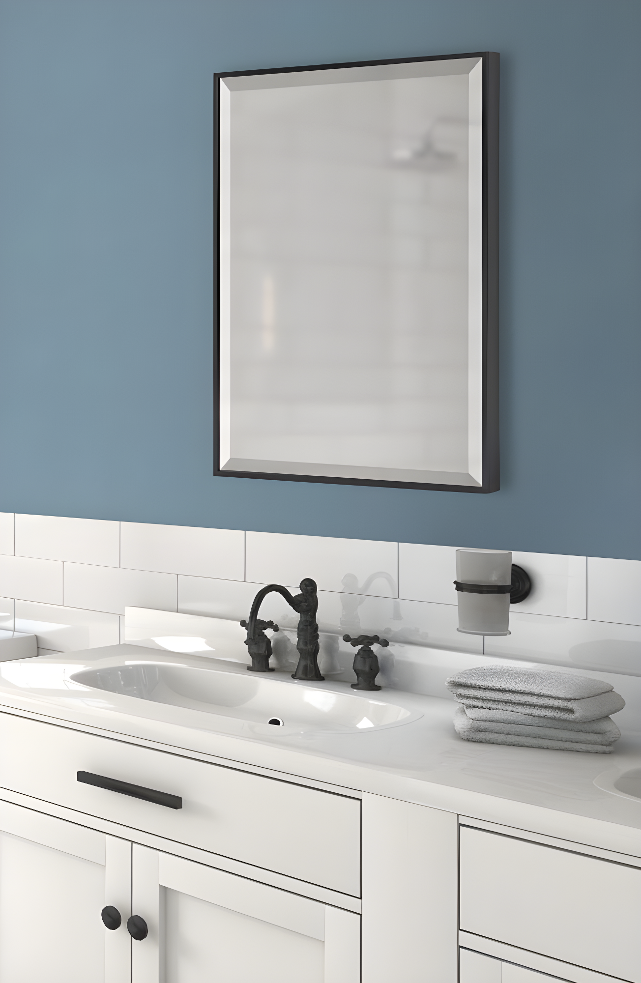 18.7" x 24.7" Rhodes Rectangle Wall Mirror Black - Kate & Laurel All Things Decor: Beveled, Plastic Frame, Easy to Hang