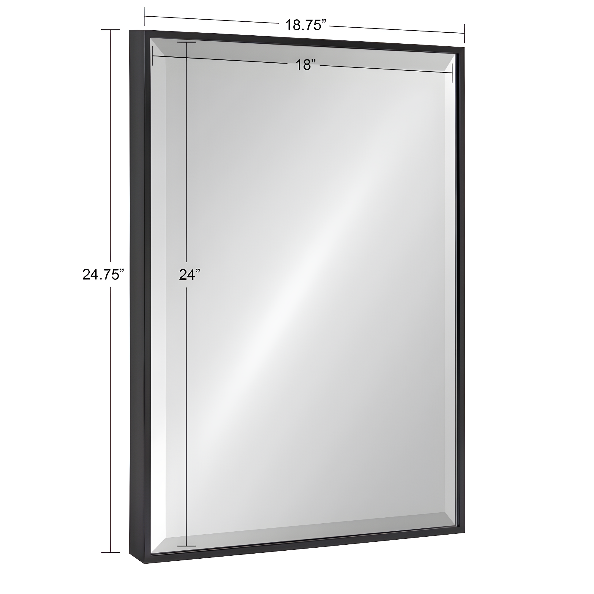 18.7" x 24.7" Rhodes Rectangle Wall Mirror Black - Kate & Laurel All Things Decor: Beveled, Plastic Frame, Easy to Hang
