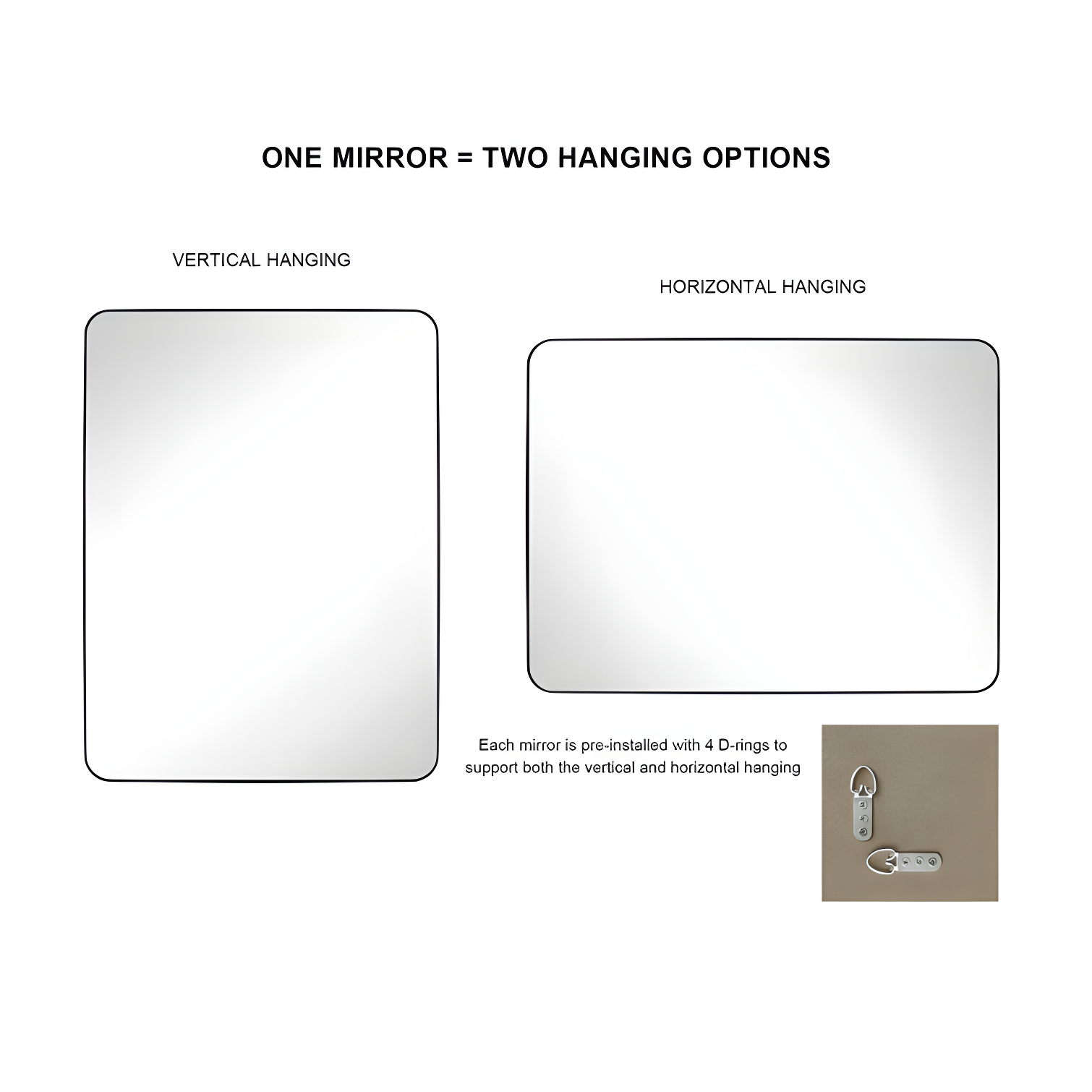 Kengston Modern & Contemporary Rectangular Bathroom Vanity Mirrors