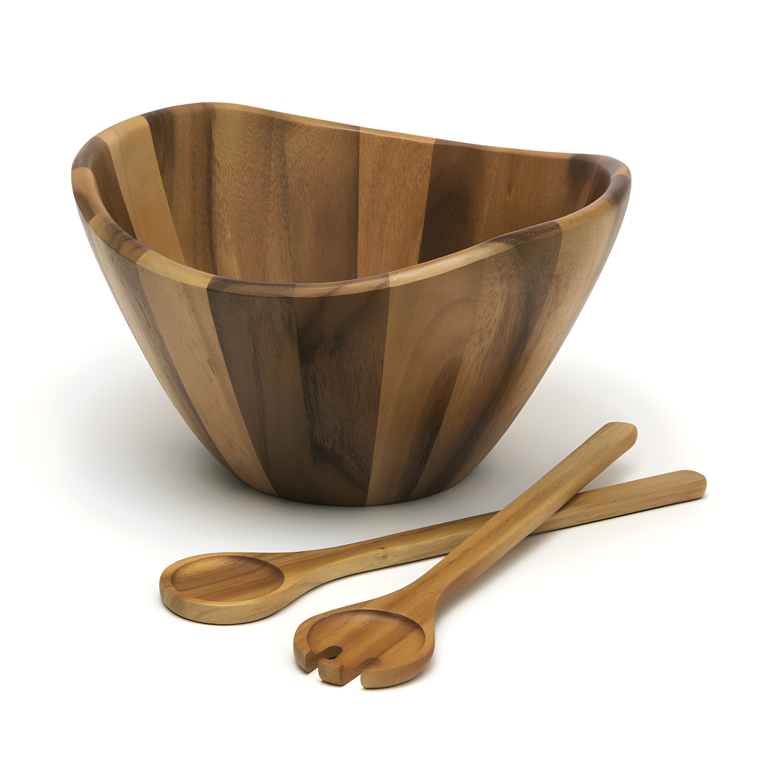 Lipper Acacia Wave Bowl, Large With Servers