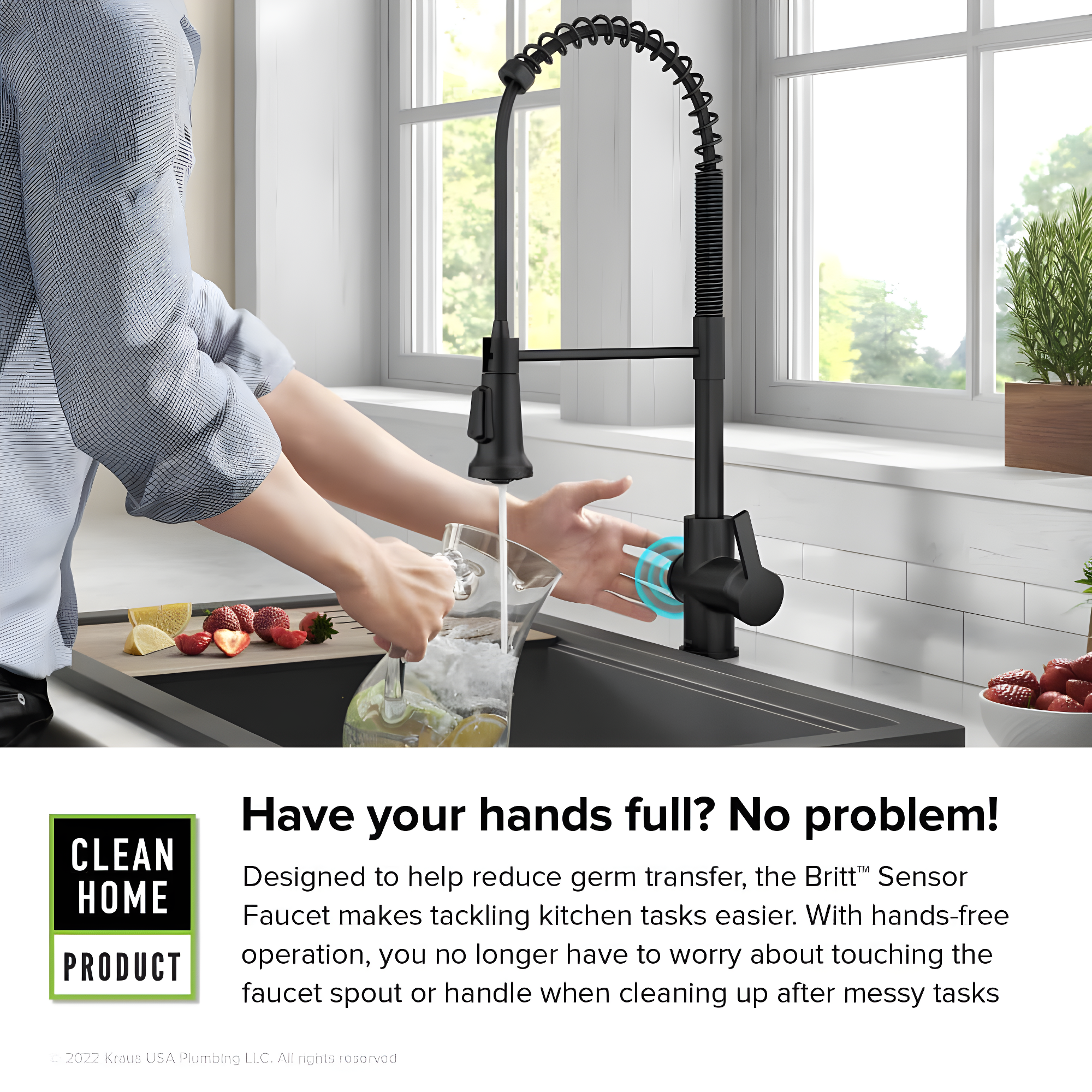 KRAUS Britt Touchless Sensor Commercial Single Handle Pull Down Kitchen Faucet