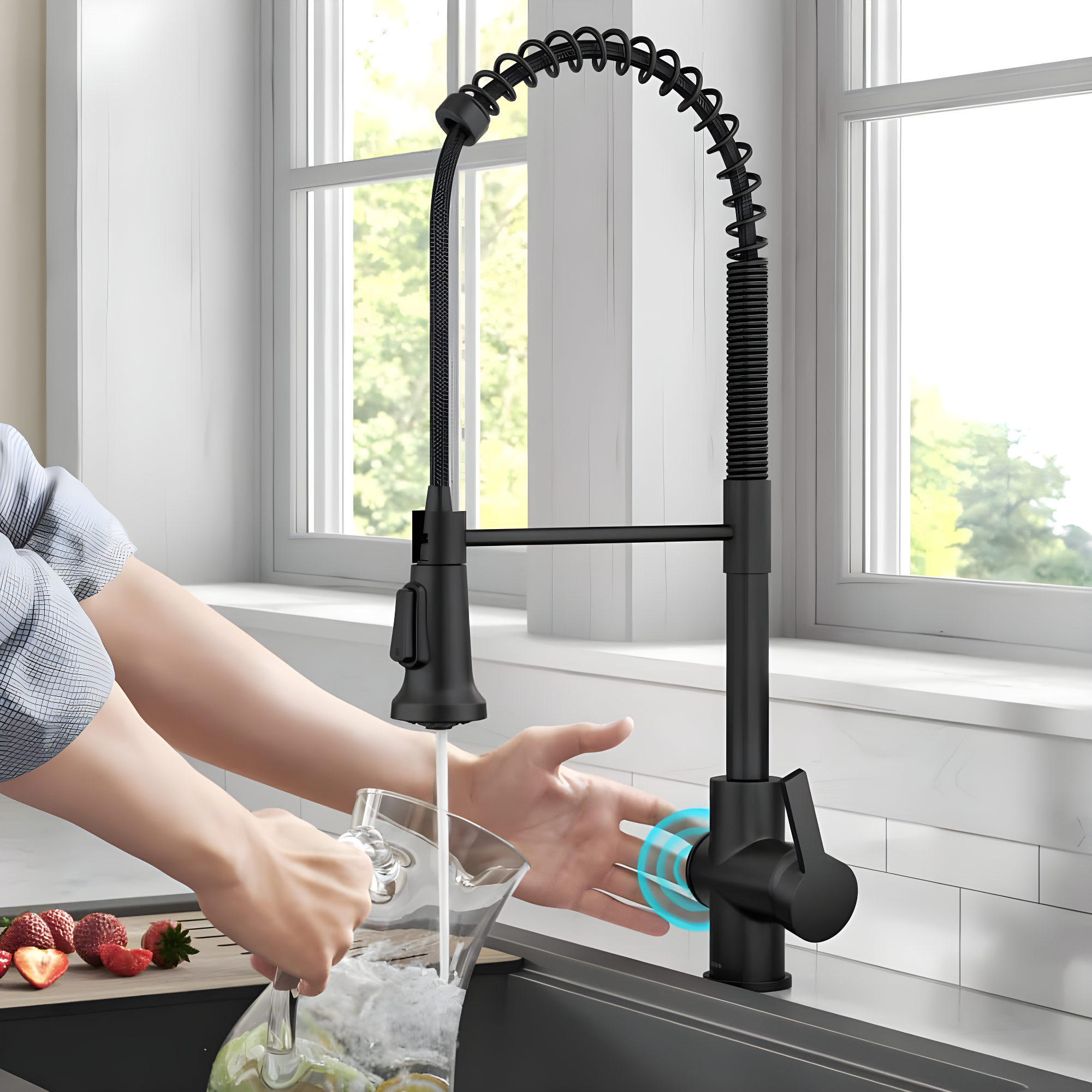 KRAUS Britt Touchless Sensor Commercial Single Handle Pull Down Kitchen Faucet