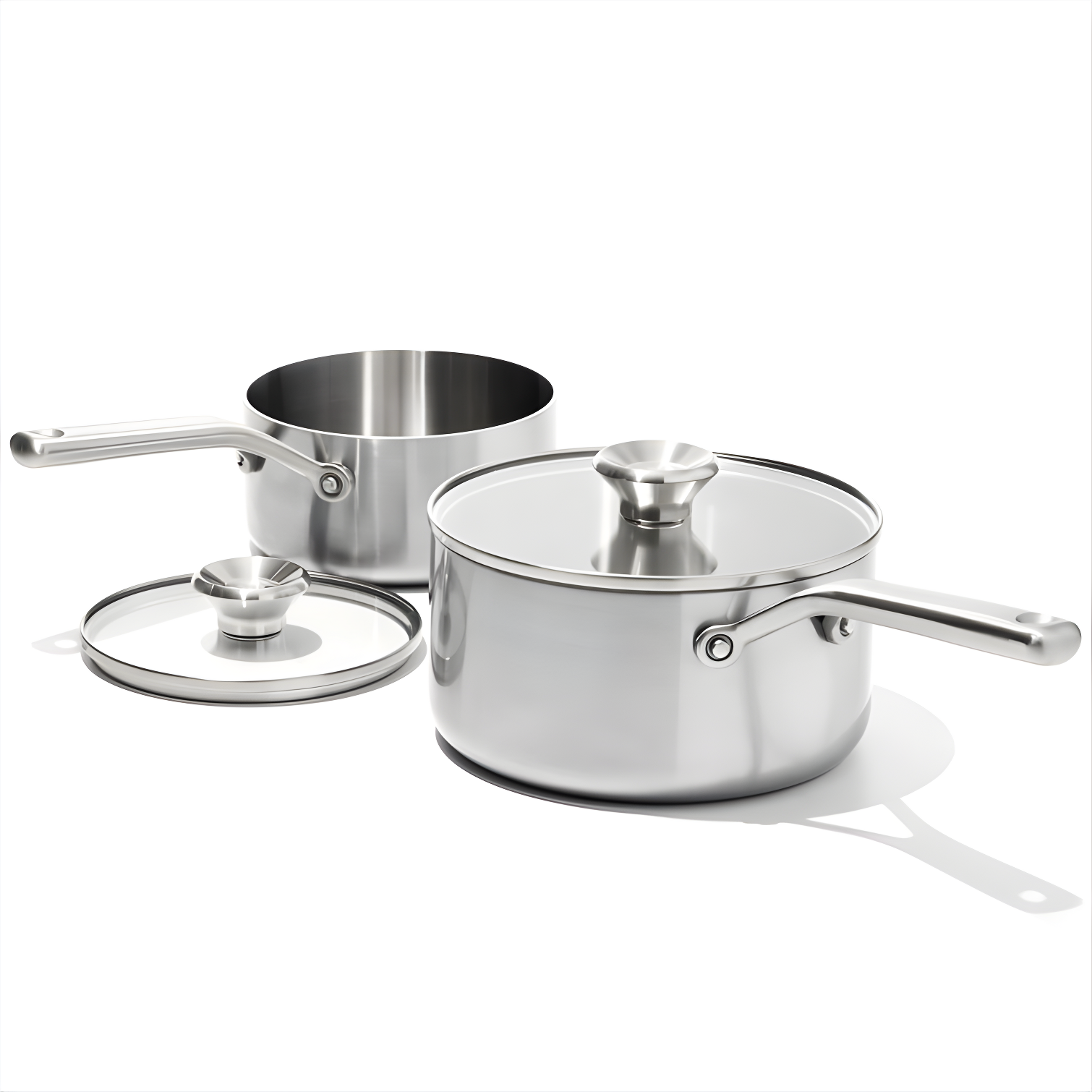 OXO Mira 3-Ply Stainless Steel Saucepan Set, 1.6 Qt And 3.25 Qt