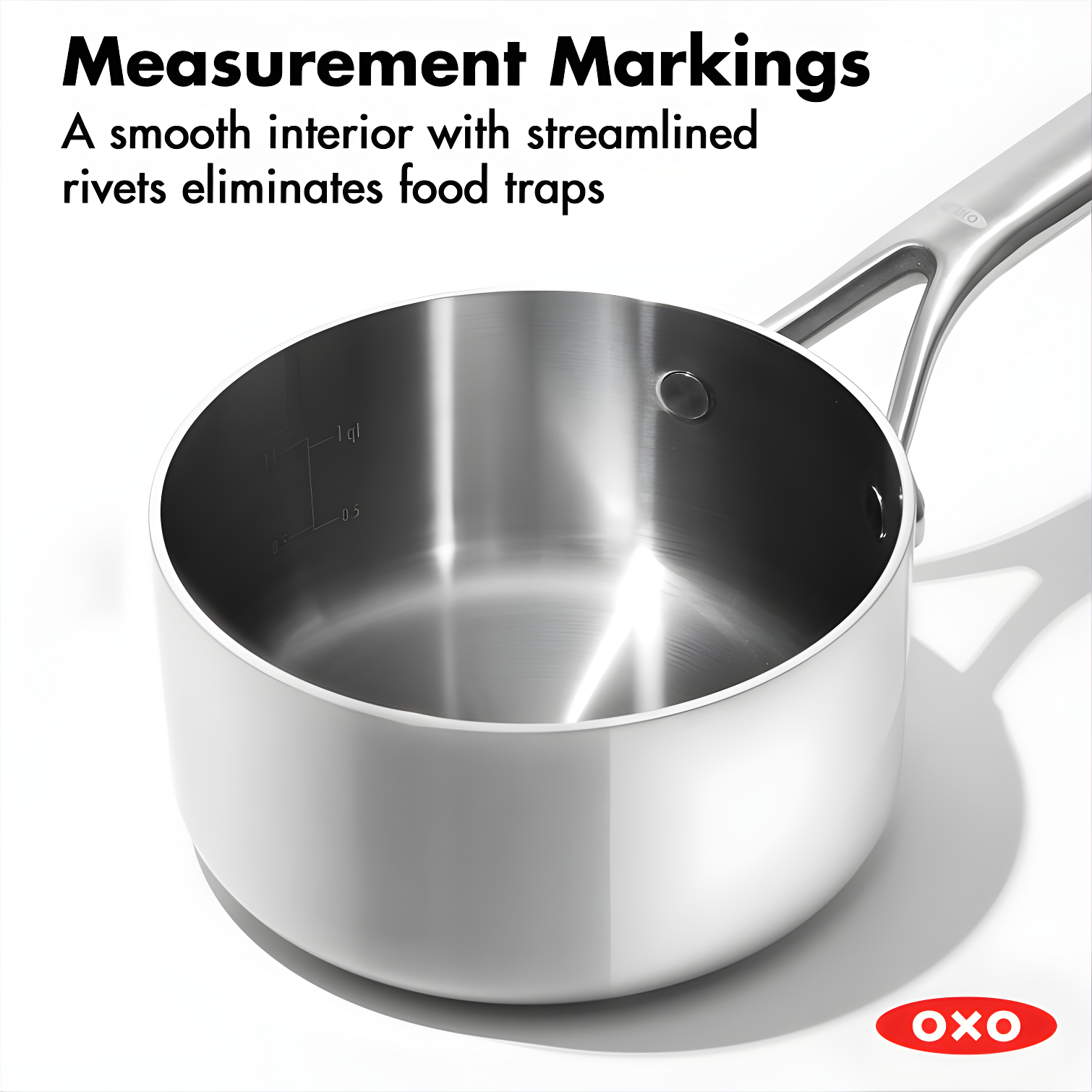OXO Mira 3-Ply Stainless Steel Saucepan Set, 1.6 Qt And 3.25 Qt