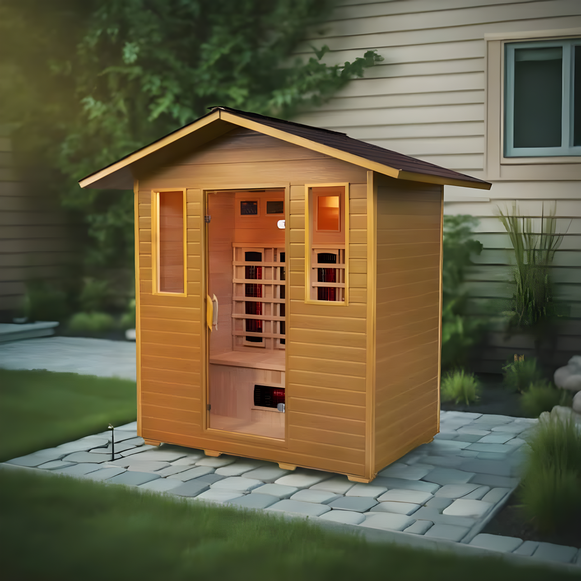 SunRay Saunas SunRay Saunas 4 - Person Bluetooth Compatible FAR Infrared Sauna in Hemlock