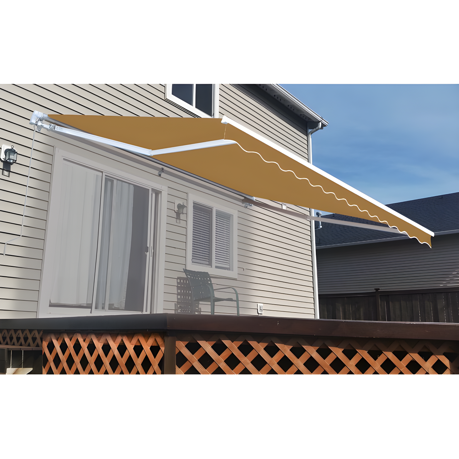 Motorized Retractable White Frame Patio Awning