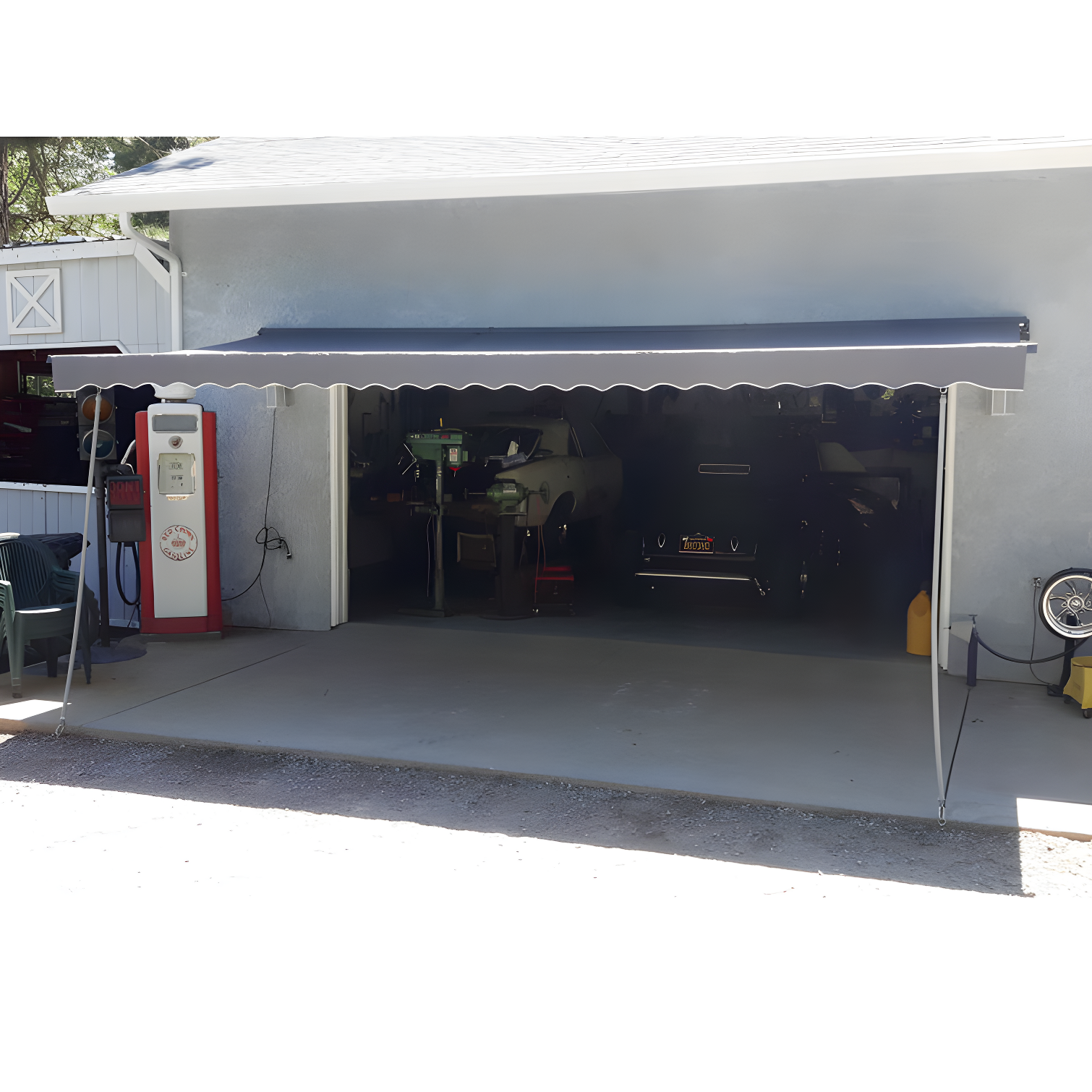 Motorized Retractable White Frame Patio Awning
