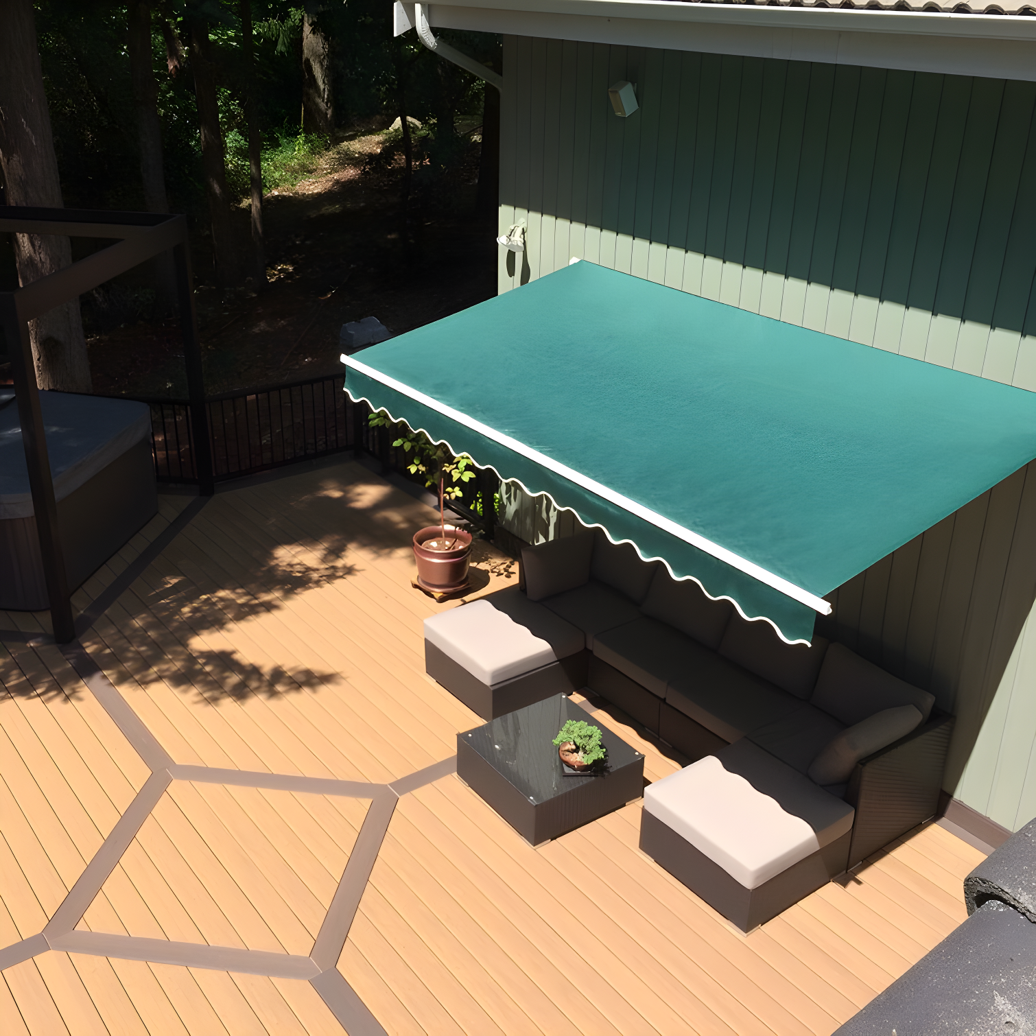 Motorized Retractable White Frame Patio Awning