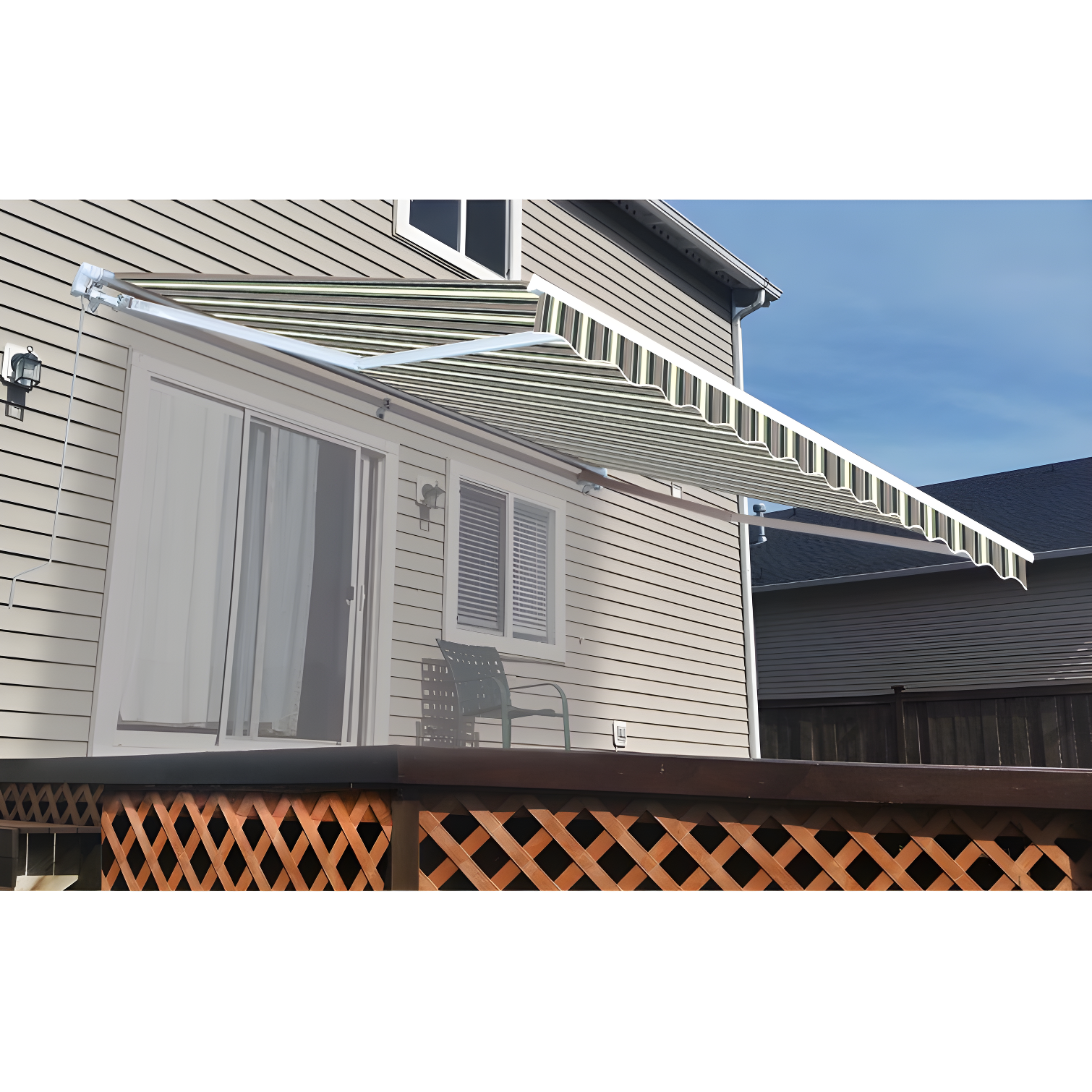 Motorized Retractable White Frame Patio Awning