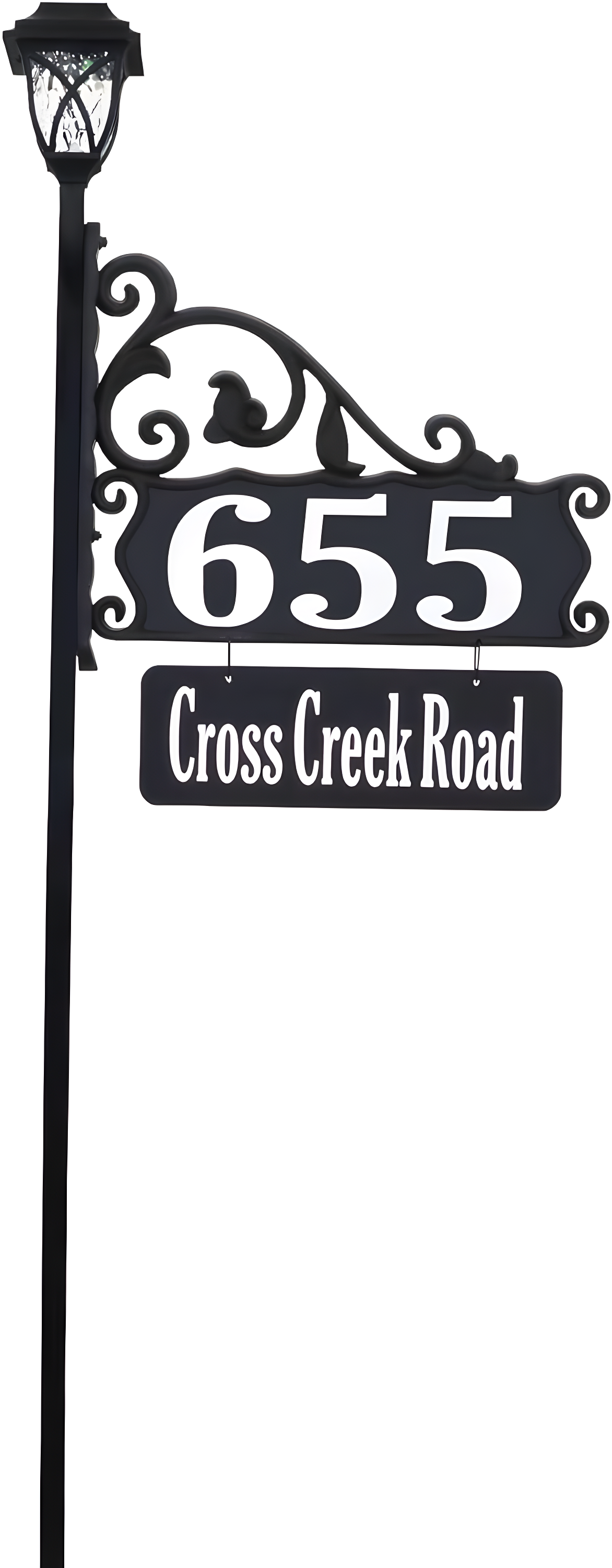 Address America Double-Sided Reflective Boardwalk Lawn Address Sign With Name Rider And LED Solar Light on 58" Pole