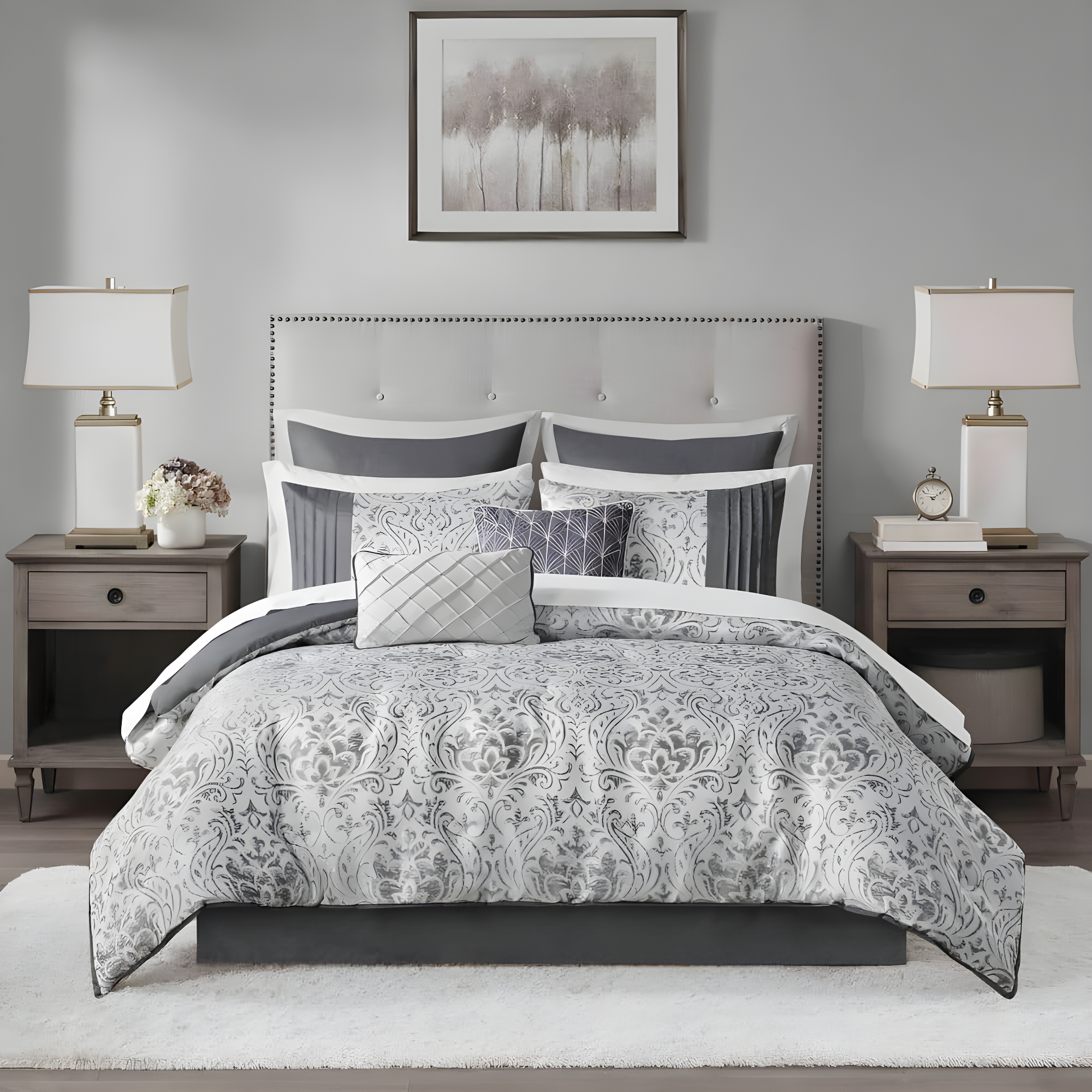 Emilia 12 Piece Jacquard Comforter Set with Bed Sheets