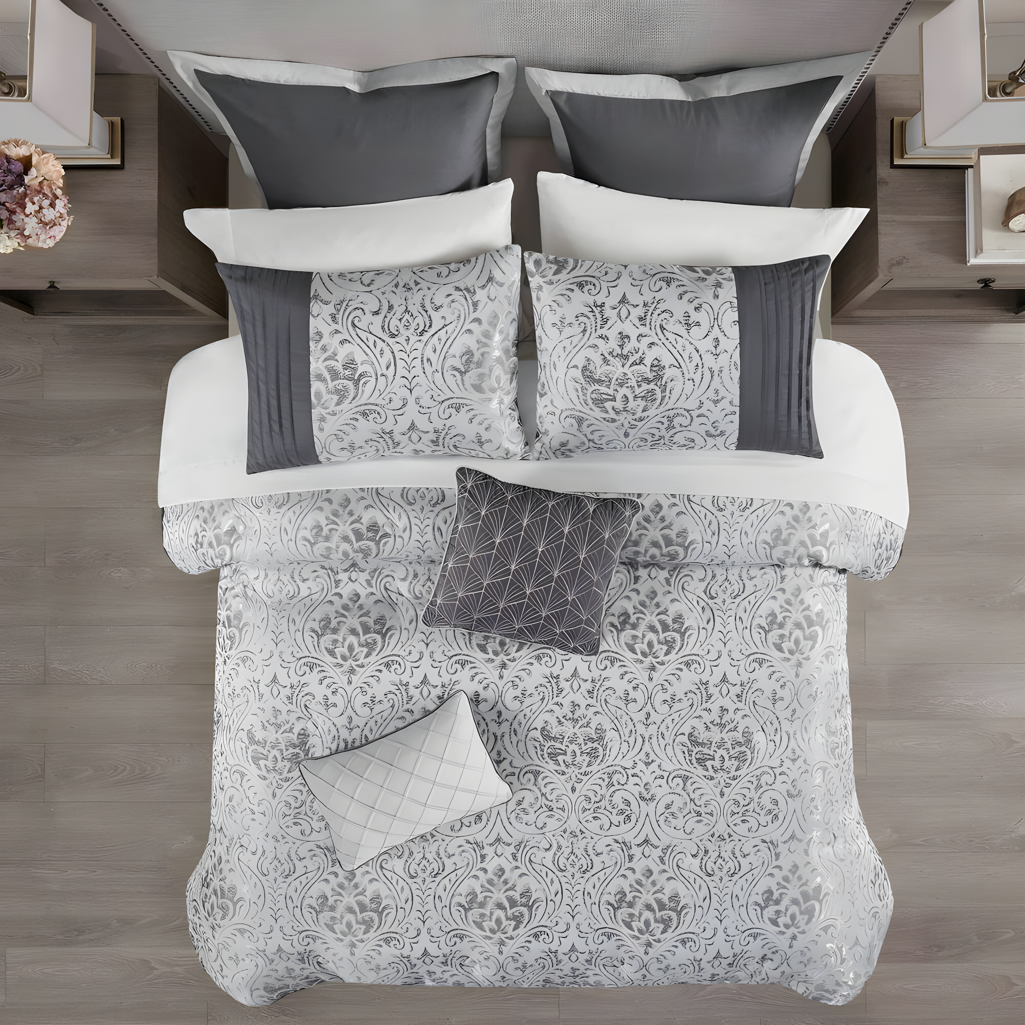 Emilia 12 Piece Jacquard Comforter Set with Bed Sheets