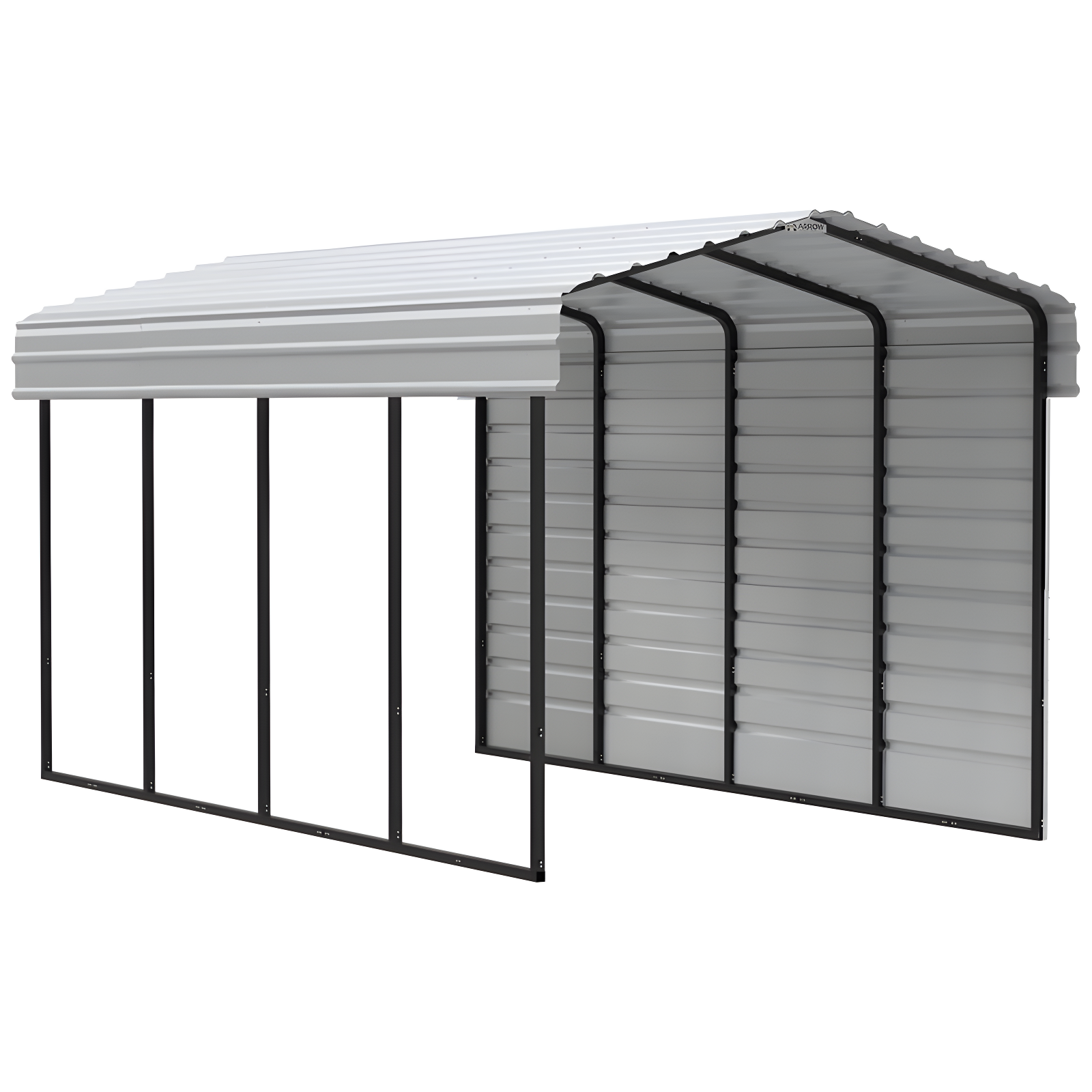Arrow Arrow Steel Carport with 1 Side Wall Kit, 10x20x09