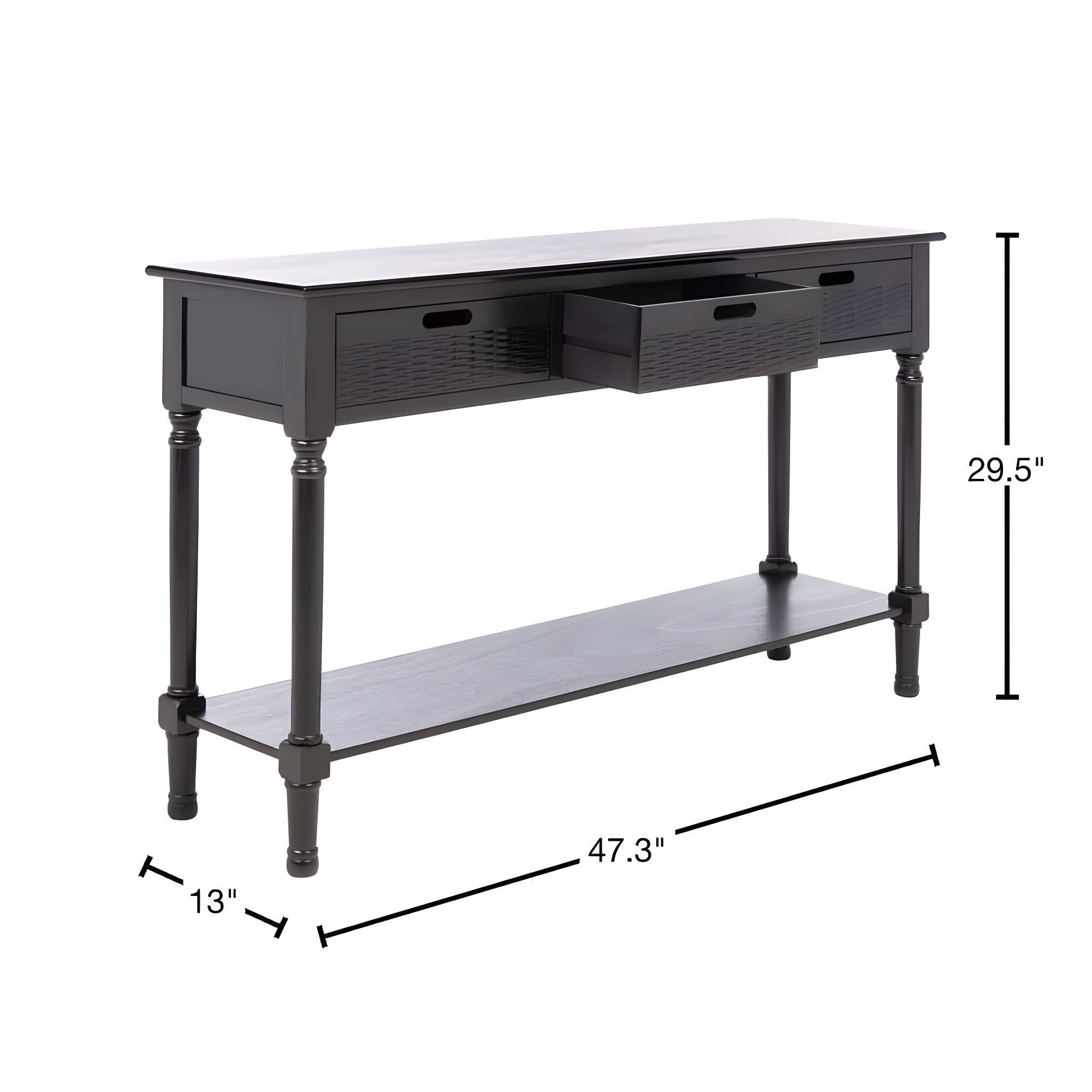 Landers 3 Drawer Console Table - CNS5711B - Black - Safavieh