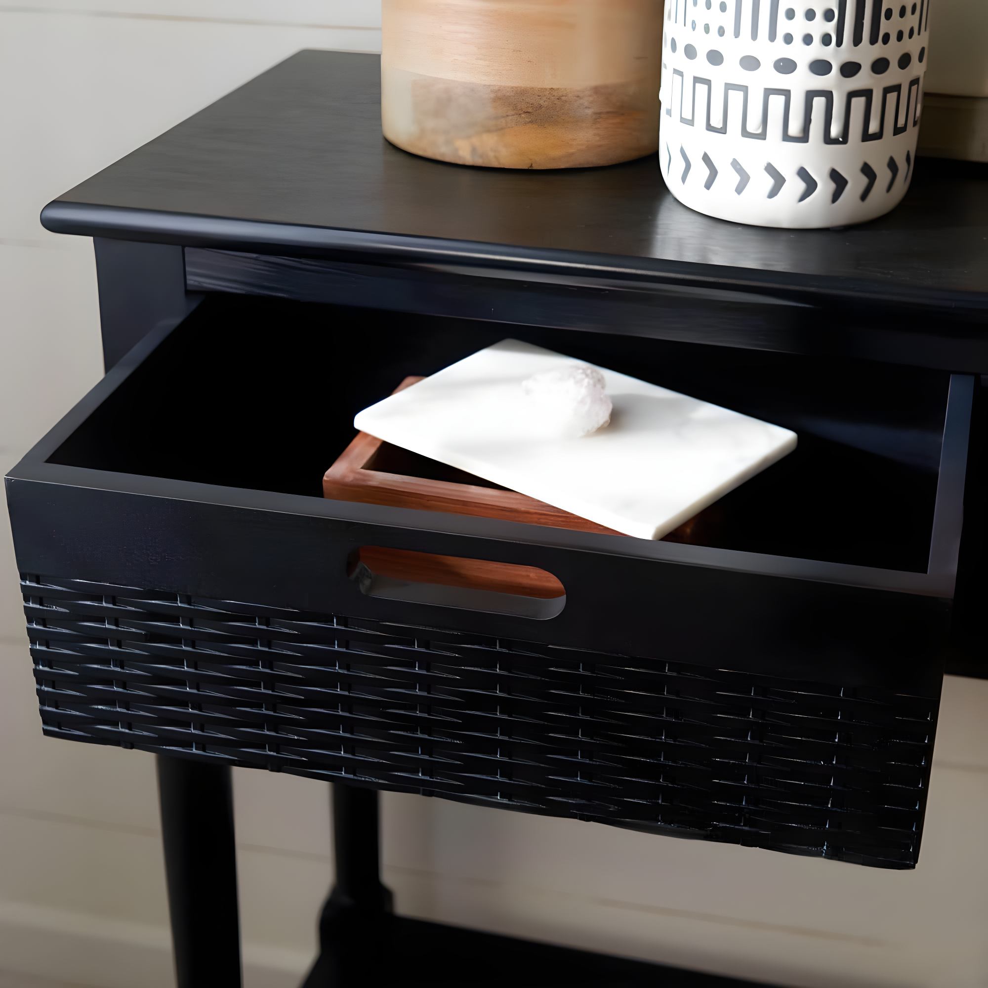 Landers 3 Drawer Console Table - CNS5711B - Black - Safavieh