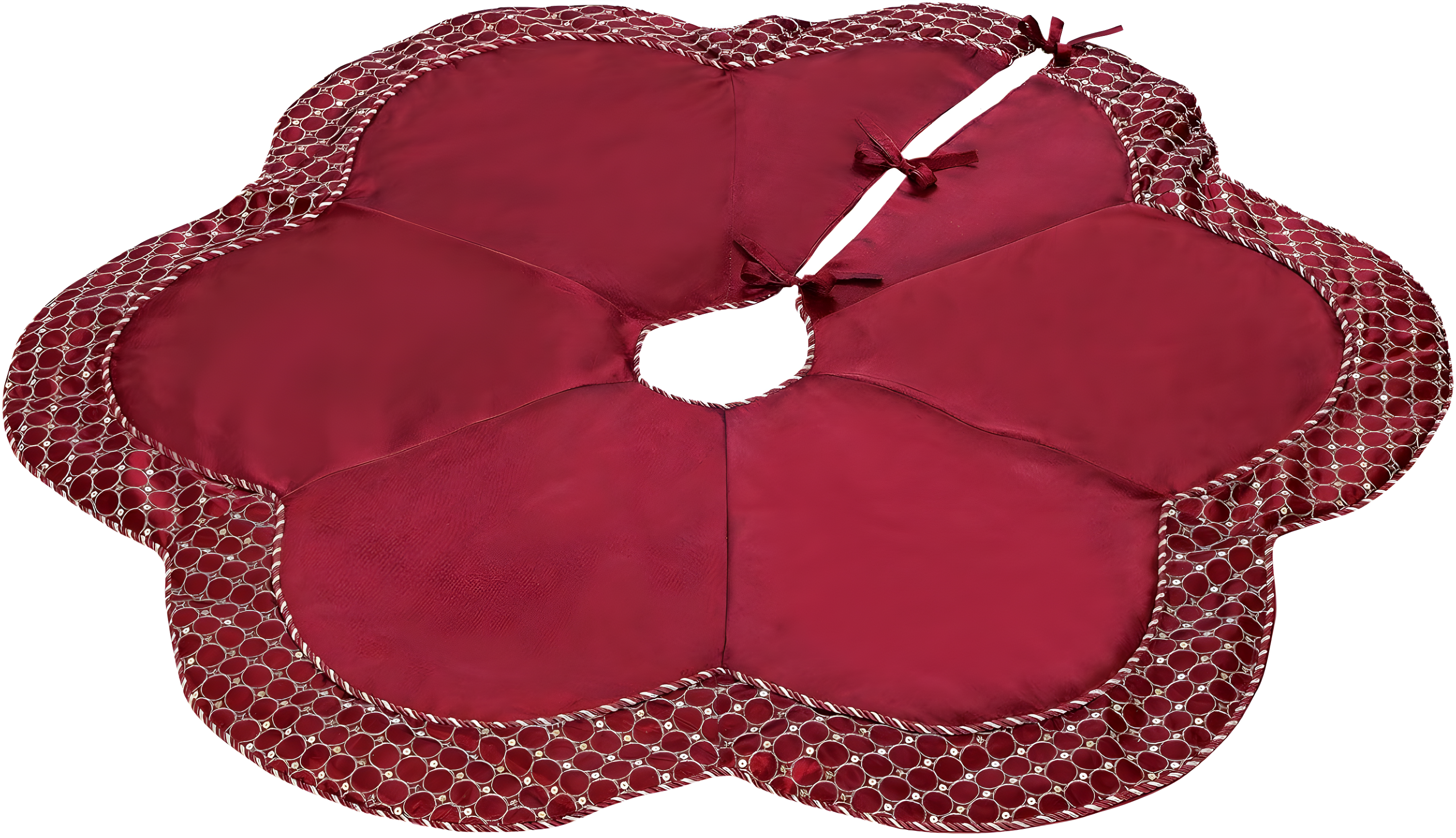 BrylaneHome Scallop Edge Border Christmas Tree Skirt - Red