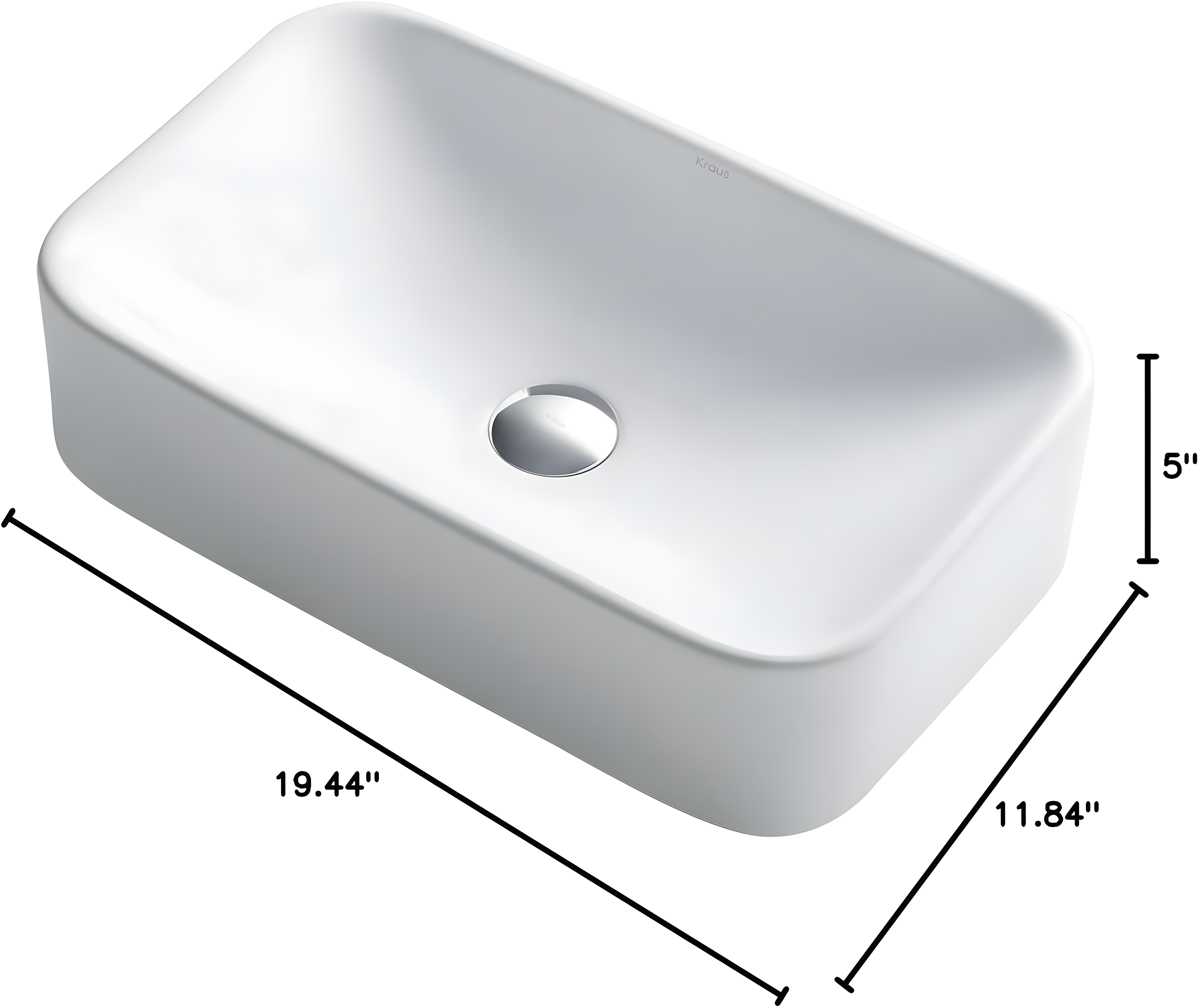 Elavo Ceramic Rectangular Vessel Bathroom Sink