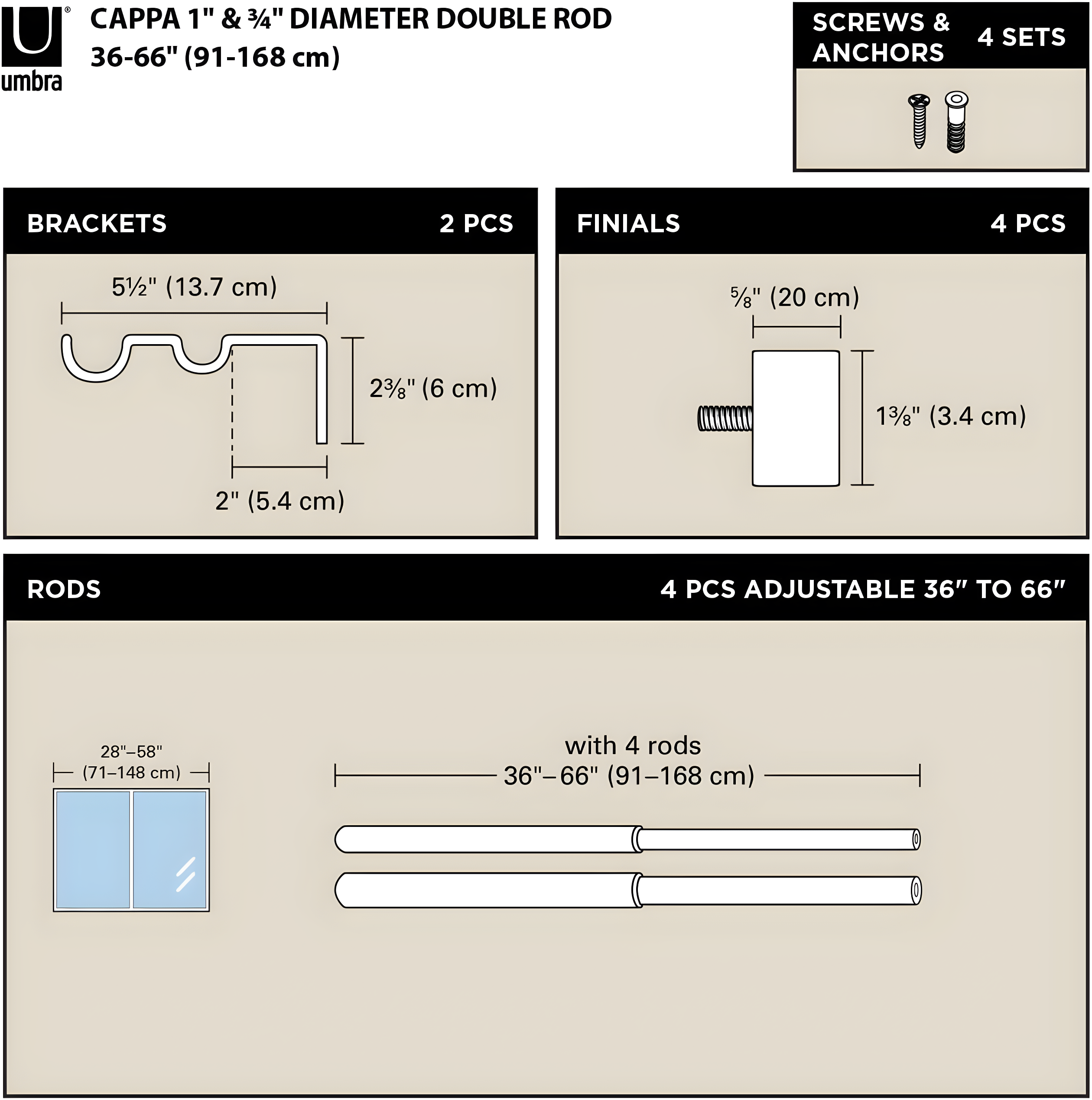 Cappa Drapery Solutions Double Curtain Rod