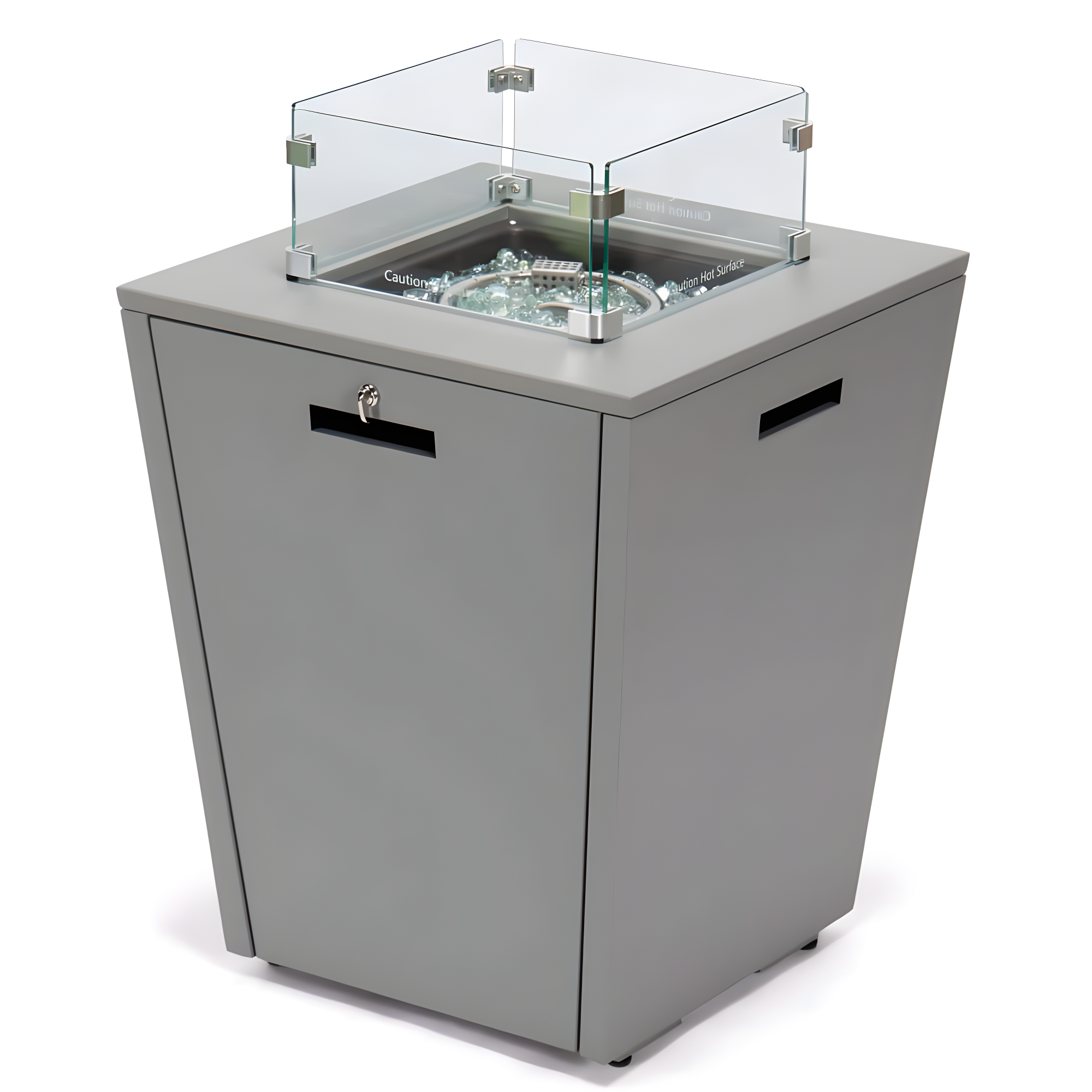 LeisureMod Chelsea Square Fire Pit 37,000 BTU Table, Grey