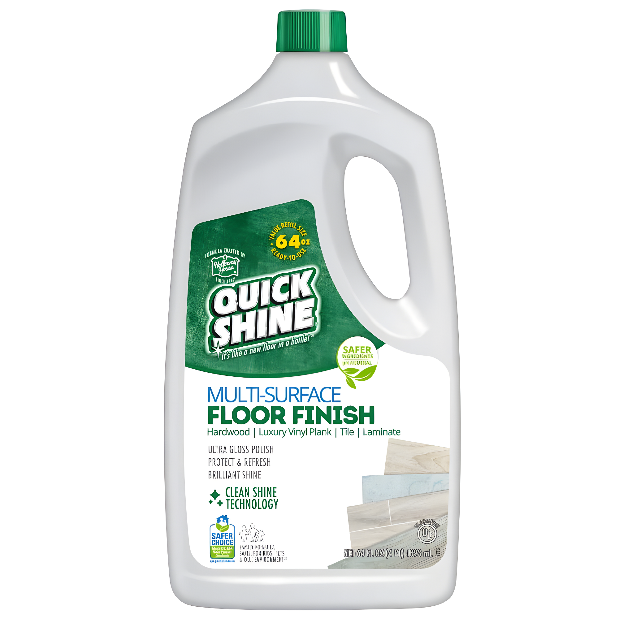 Quick Shine Multi-Surface Floor Finish & Polish, PFAS-Free Formula, 64 fl oz