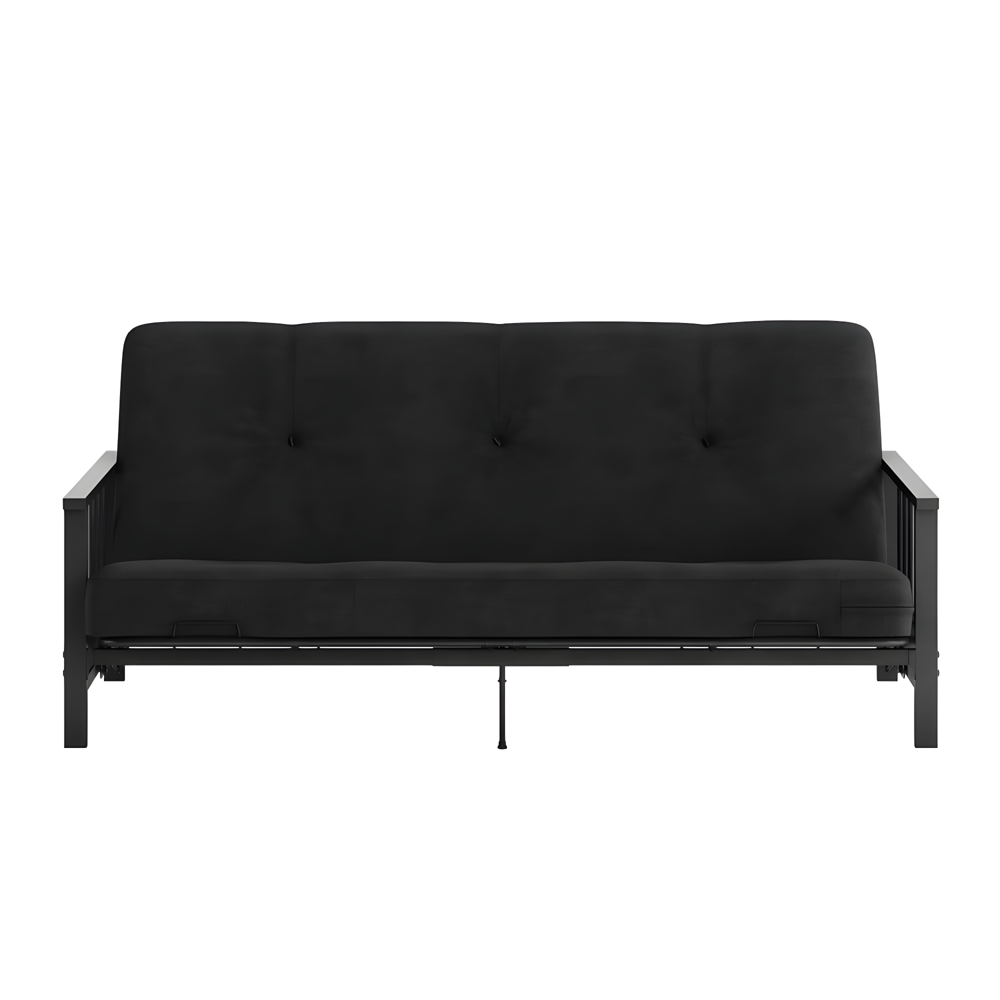 DHP Harlow Full Metal Arm Futon with 6-Inch Thermobonded High Density Polyester Fill Black Microfiber Mattress