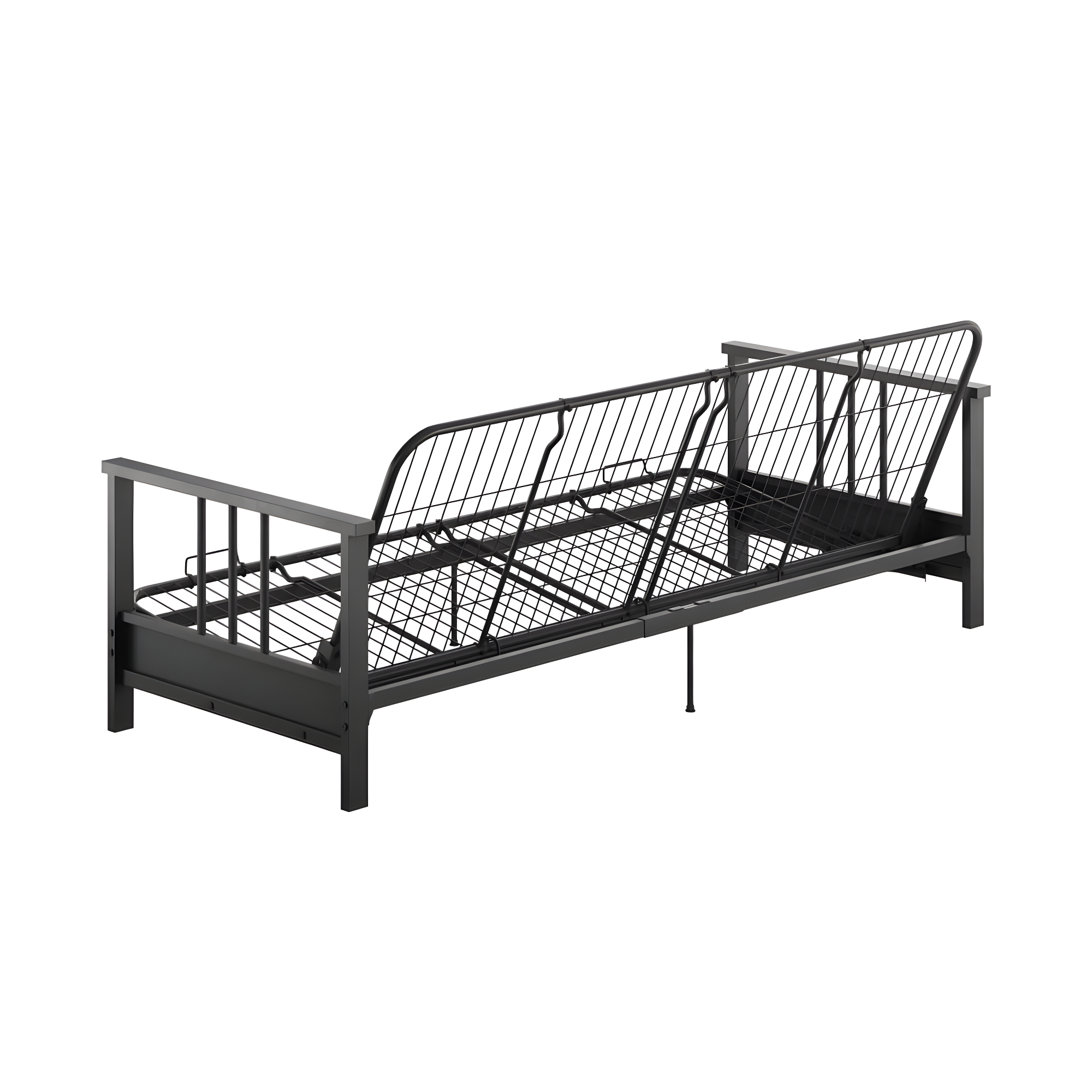 DHP Harlow Full Metal Arm Futon with 6-Inch Thermobonded High Density Polyester Fill Black Microfiber Mattress