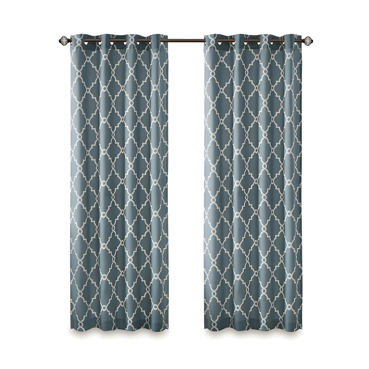 Fretwork Print Grommet Top Window Curtain Panel