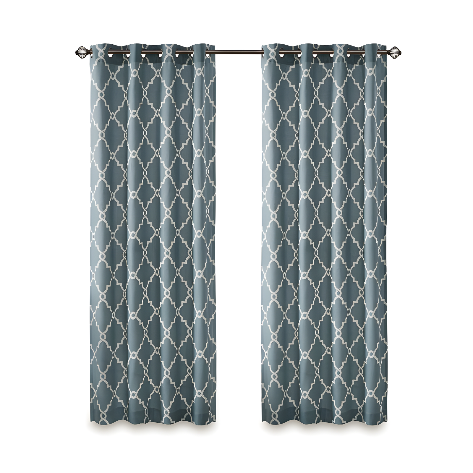 Fretwork Print Grommet Top Window Curtain Panel