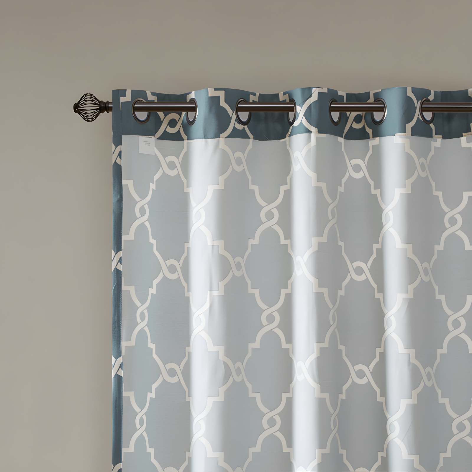 Fretwork Print Grommet Top Window Curtain Panel