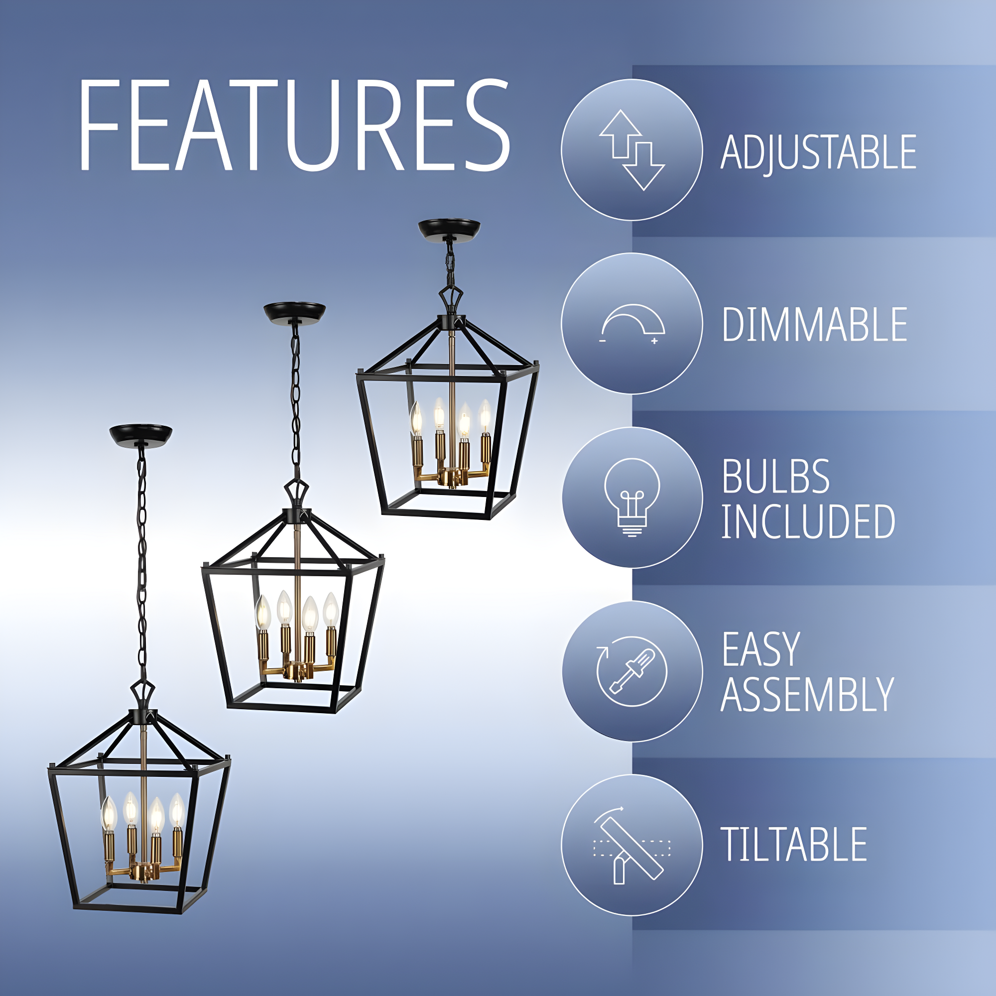 Pagoda 12" 4-Bulb Lantern Metal LED Pendant, Oil Rubbed Bronze/Brass Gold