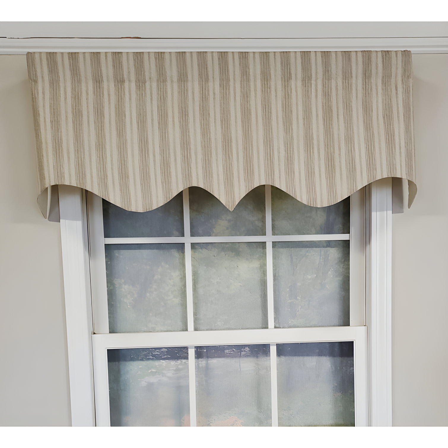 RLF Home Luxurious Modern Design Classic Brunswick Stripe Regal Style Window Valance 50" x 17" Stone