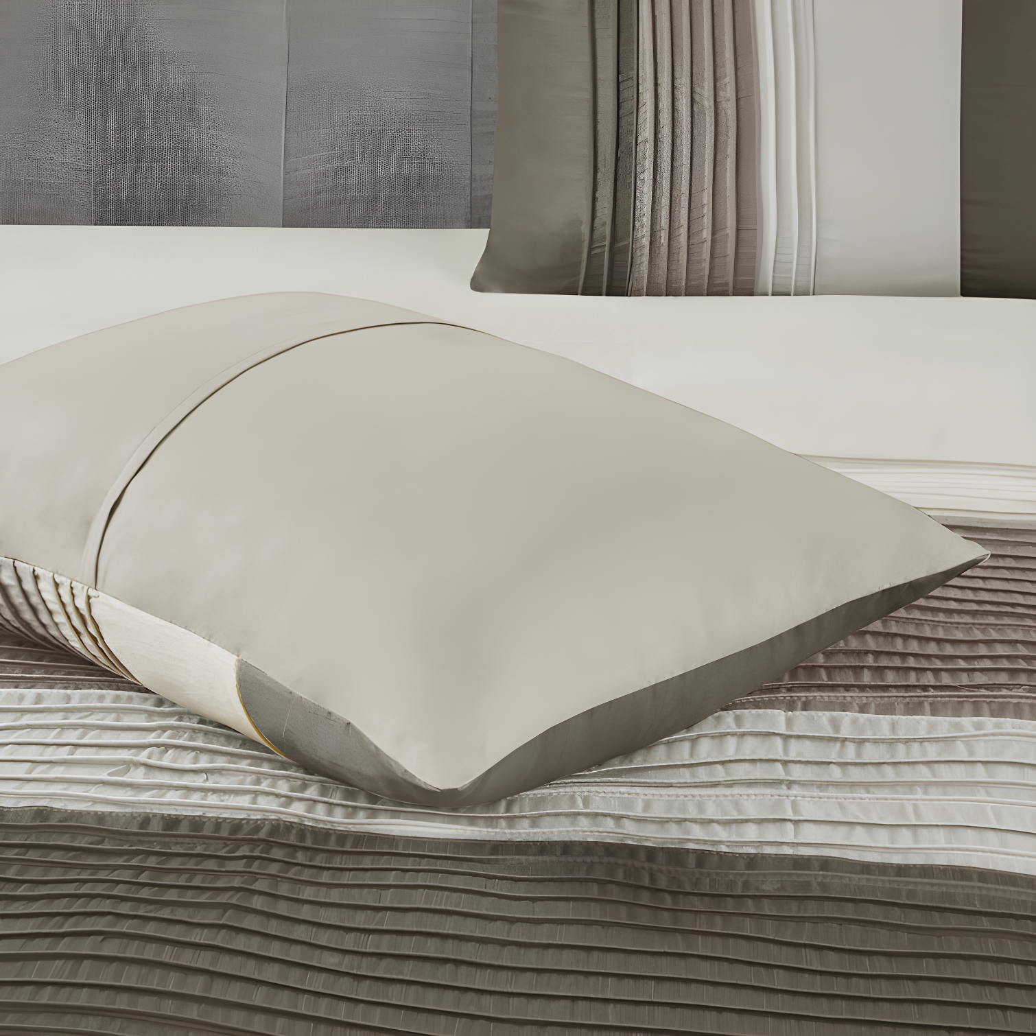 Madison Park Amherst 7 Piece Striped and Pleated Comforter Set