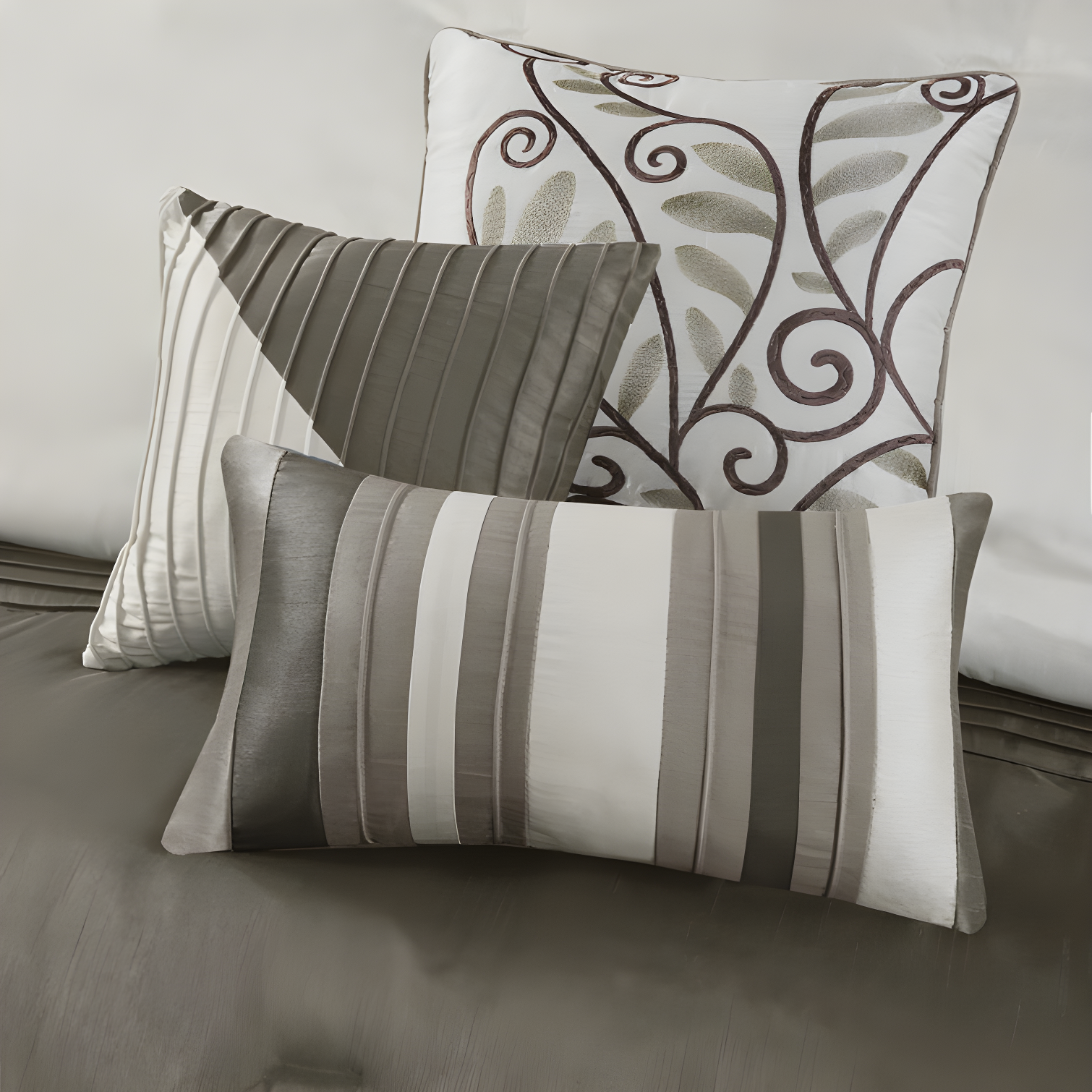 Madison Park Amherst 7 Piece Striped and Pleated Comforter Set
