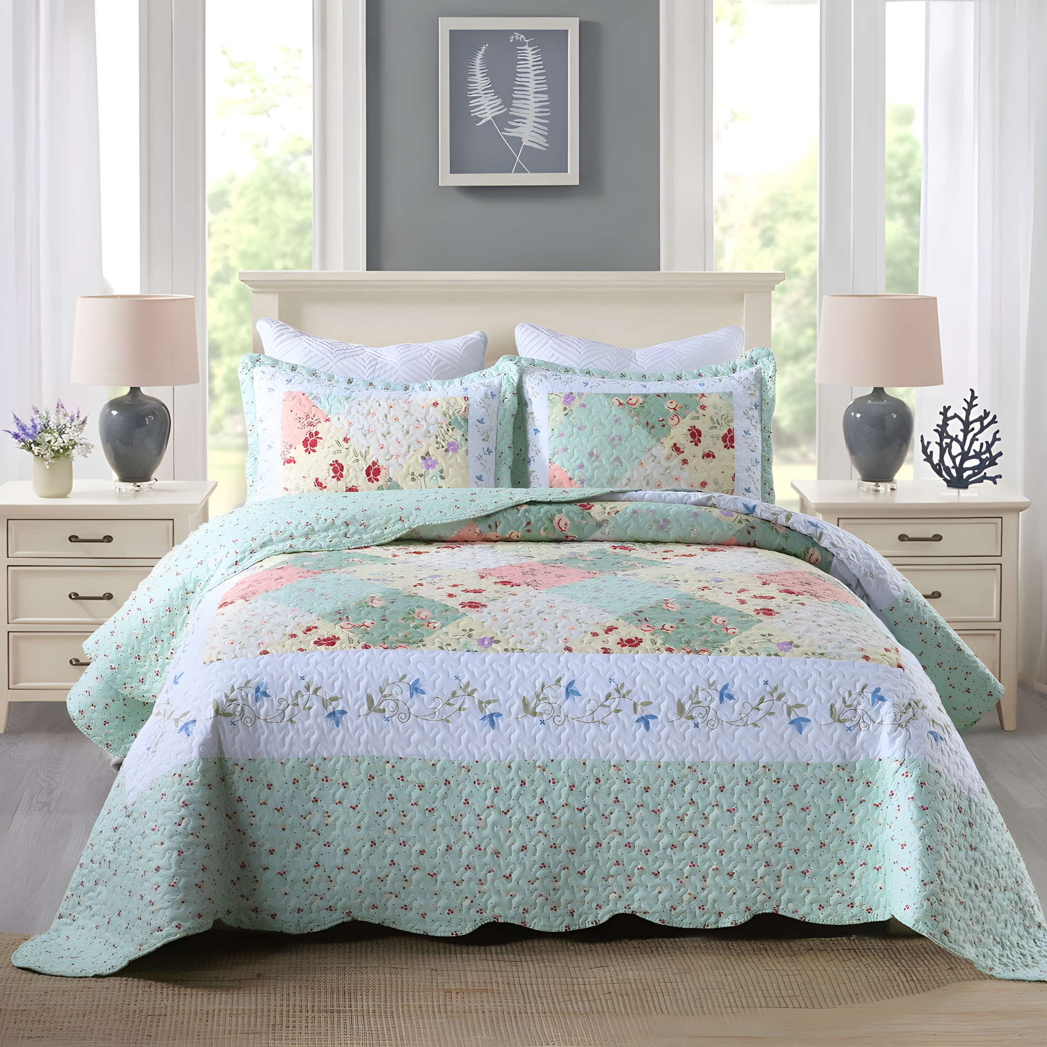 MarCielo Floral Quilt Set