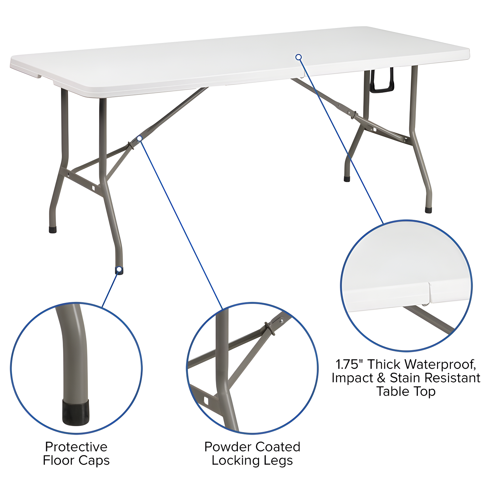 Flash Furniture Noah 6' Rectangular Plastic Folding Event Table with Carrying Handle by Flash Furniture