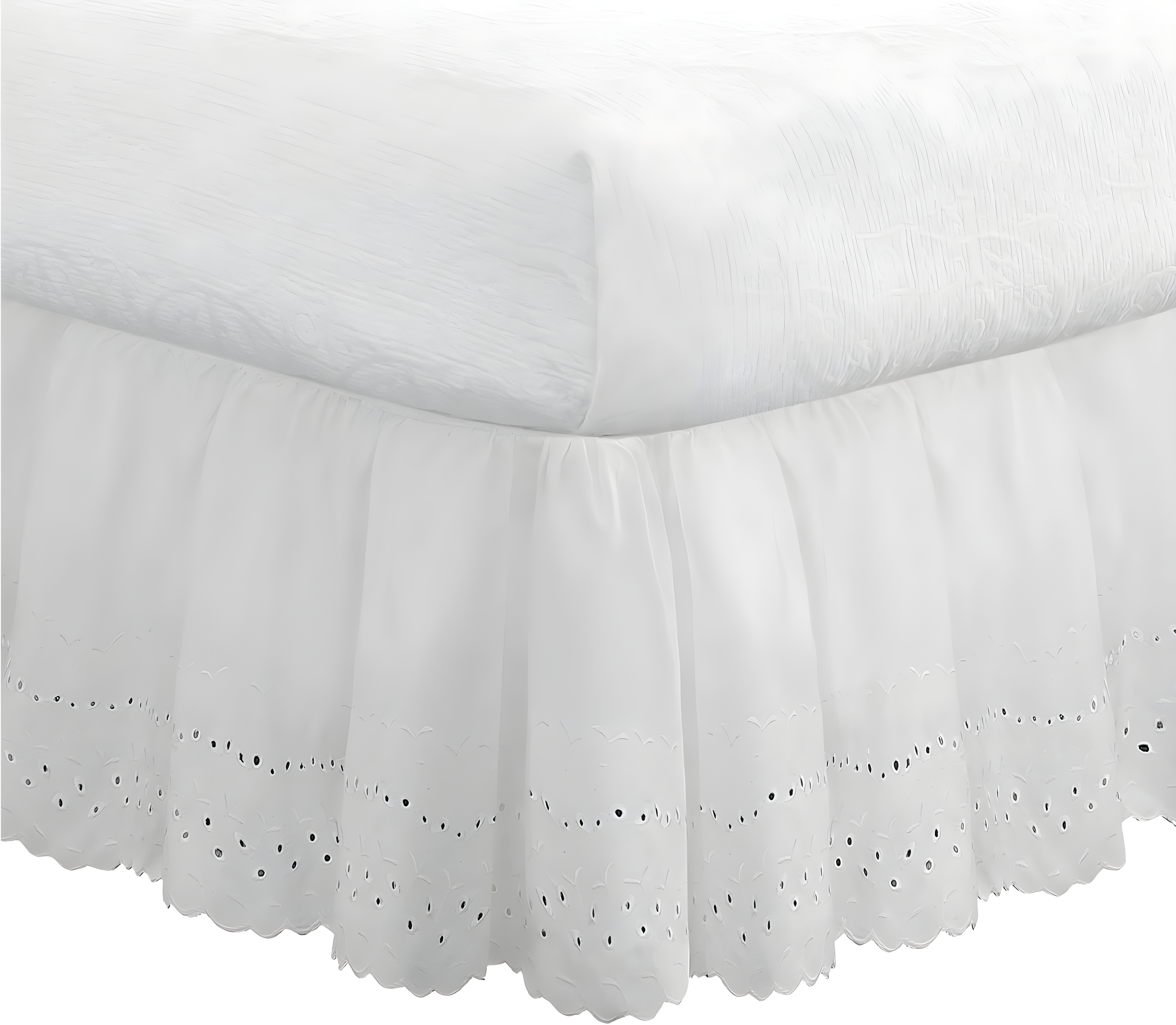 Fresh Ideas Fresh Ideas Ruffled Eyelet Bed Skirt, 14" Drop Length